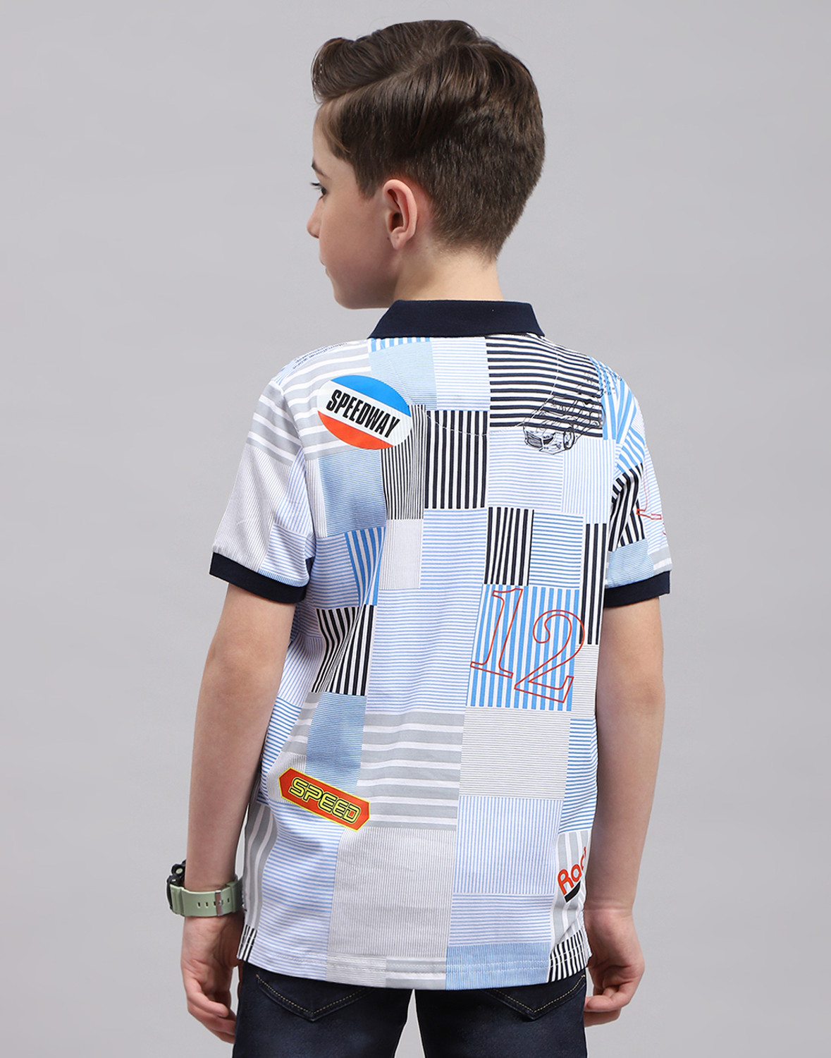 Image of MONTE CARLO Boys Printed Cotton Blend Regular T Shirt