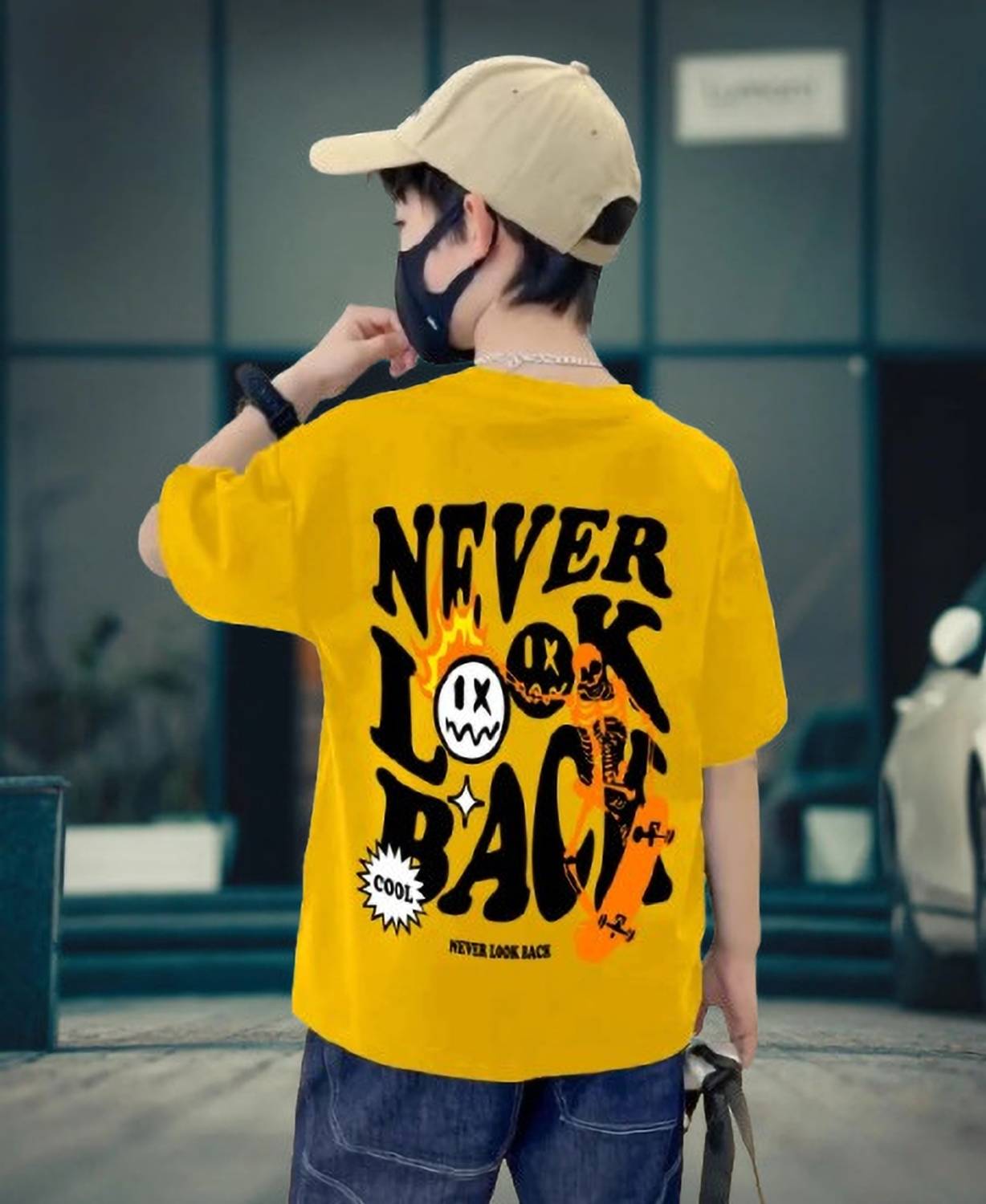 BuckleMen Boys Printed Pure Cotton Oversized T Shirt
