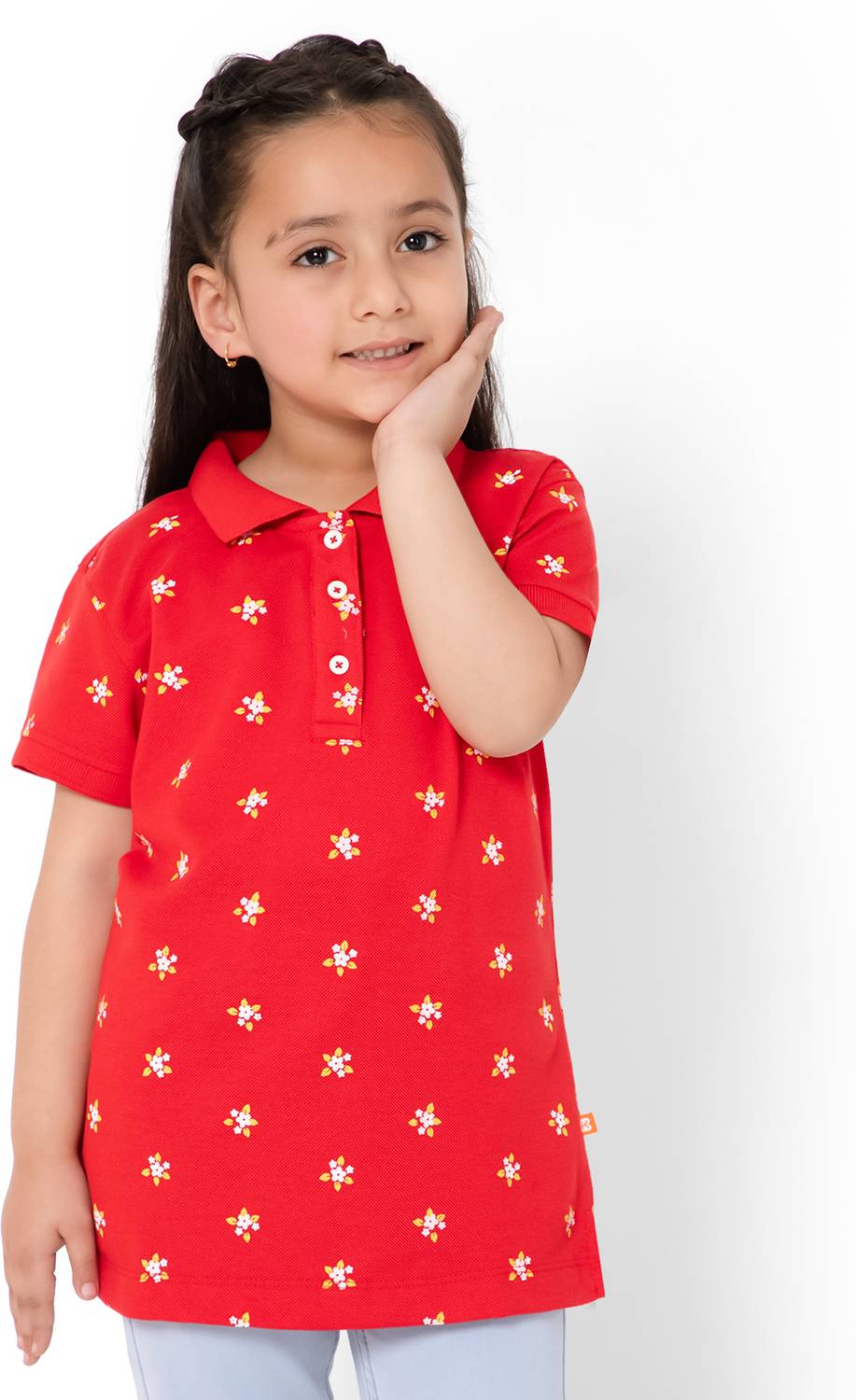 BodyCare Girls Polka Print Cotton Blend Regular T Shirt