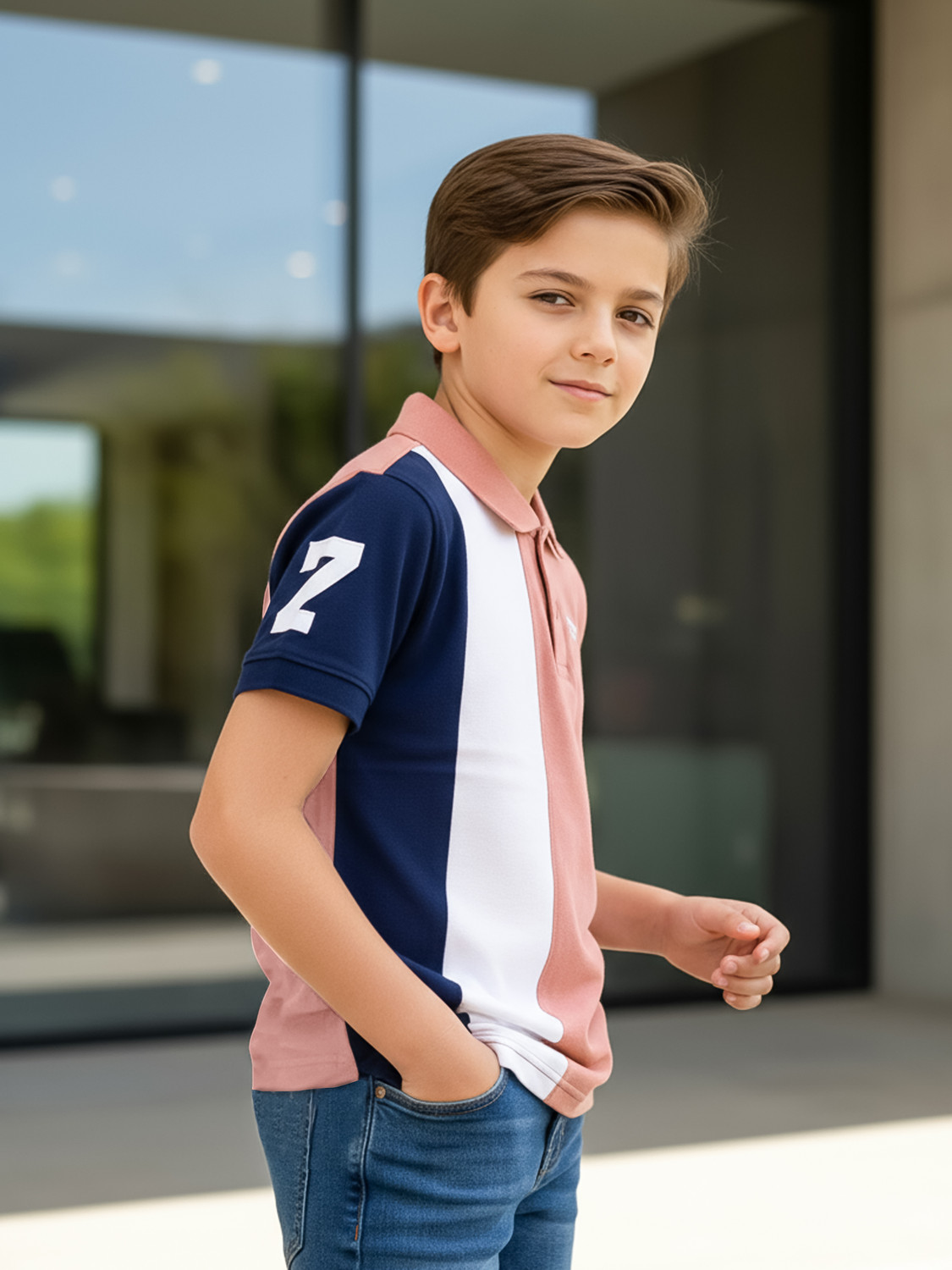 Image of FROSEN FOX Boys Self Design Pure Cotton Regular T Shirt