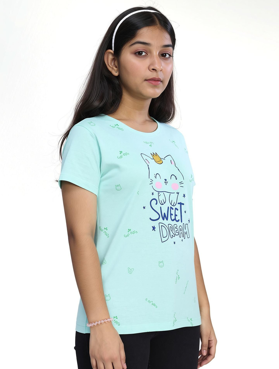 Image of Zuniors-SSC Girls Graphic Print Pure Cotton Regular T Shirt
