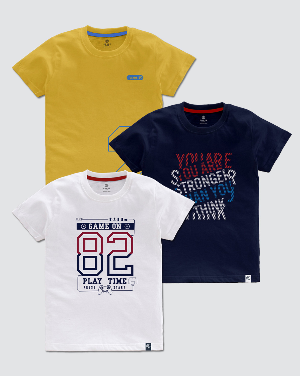 Image of Codez Boys Printed Cotton Blend Regular T Shirt