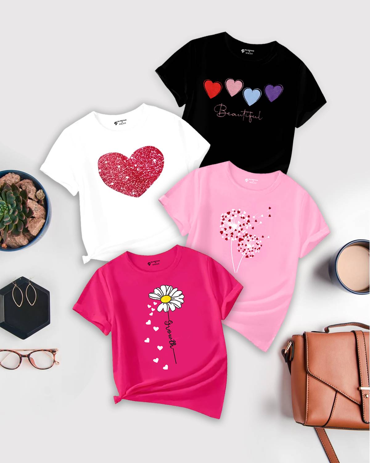 BMG TRENDZZ Baby Girls Printed Cotton Blend Regular T Shirt