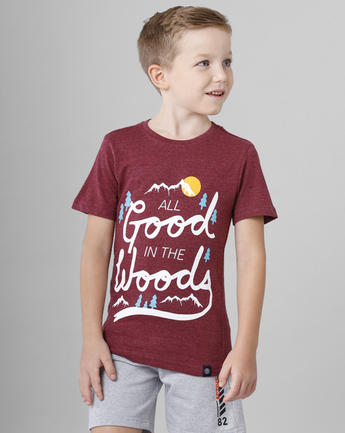 Image of Codez Boys Printed Cotton Blend Regular T Shirt