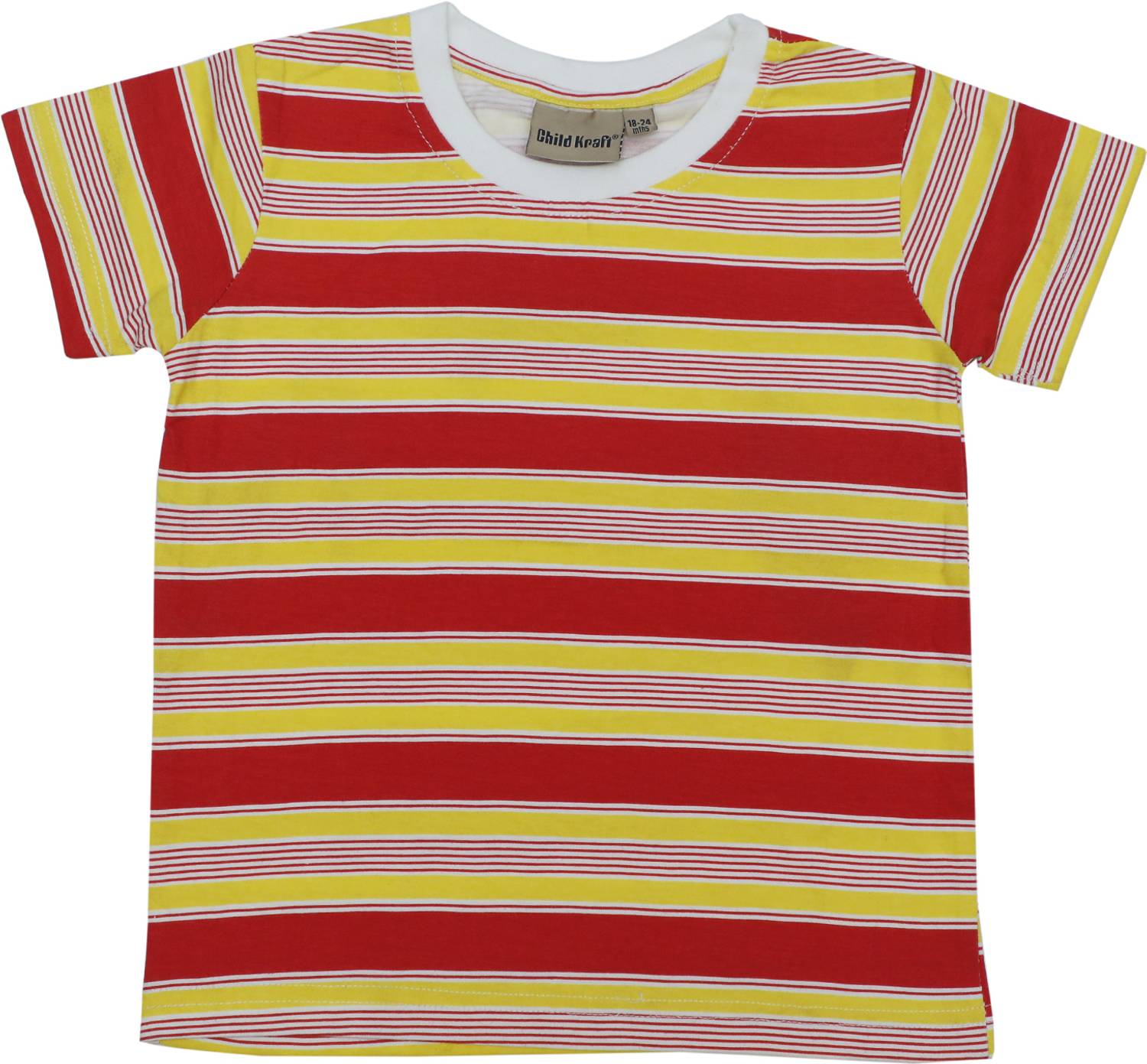 ChildKraft Boys Striped Pure Cotton Regular T Shirt