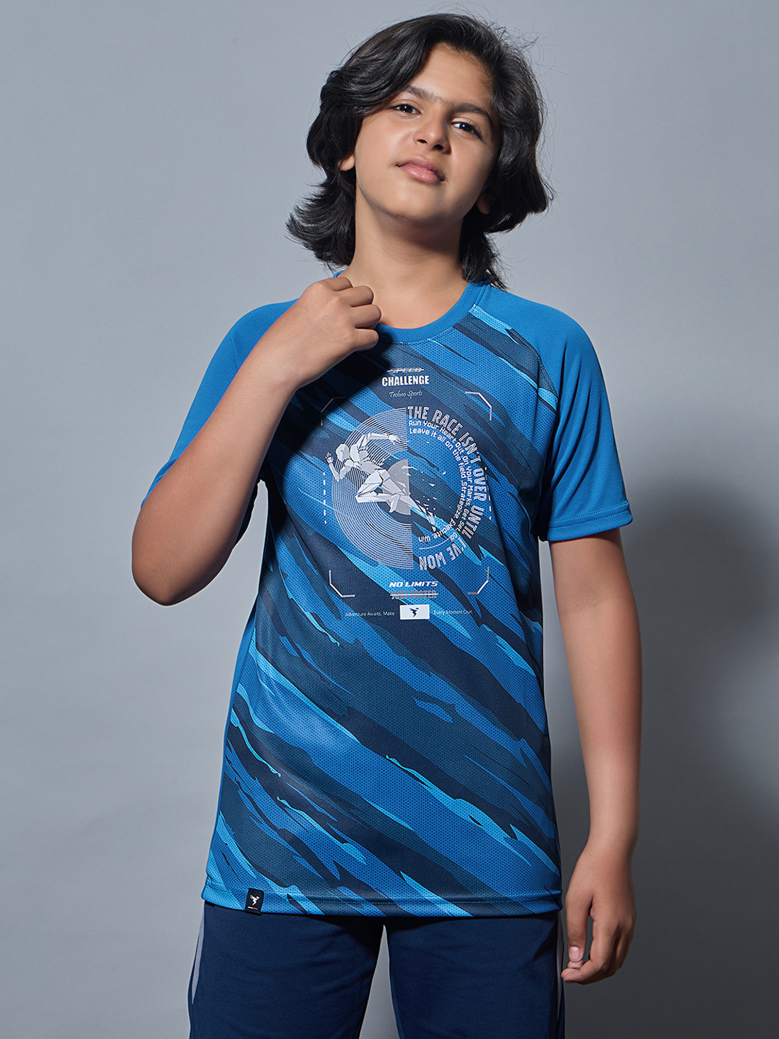 Image of TECHNOSPORT Boys Graphic Print Polyester Slim T Shirt
