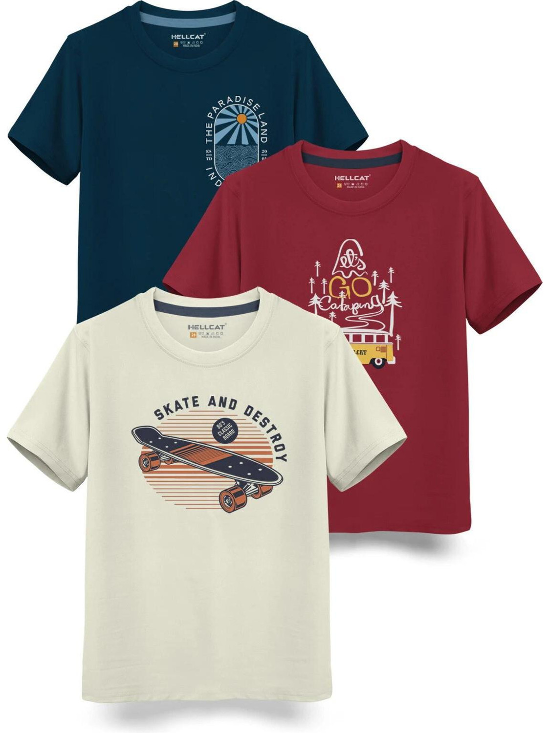Image of Hellcat Boys Printed Cotton Blend Regular T Shirt