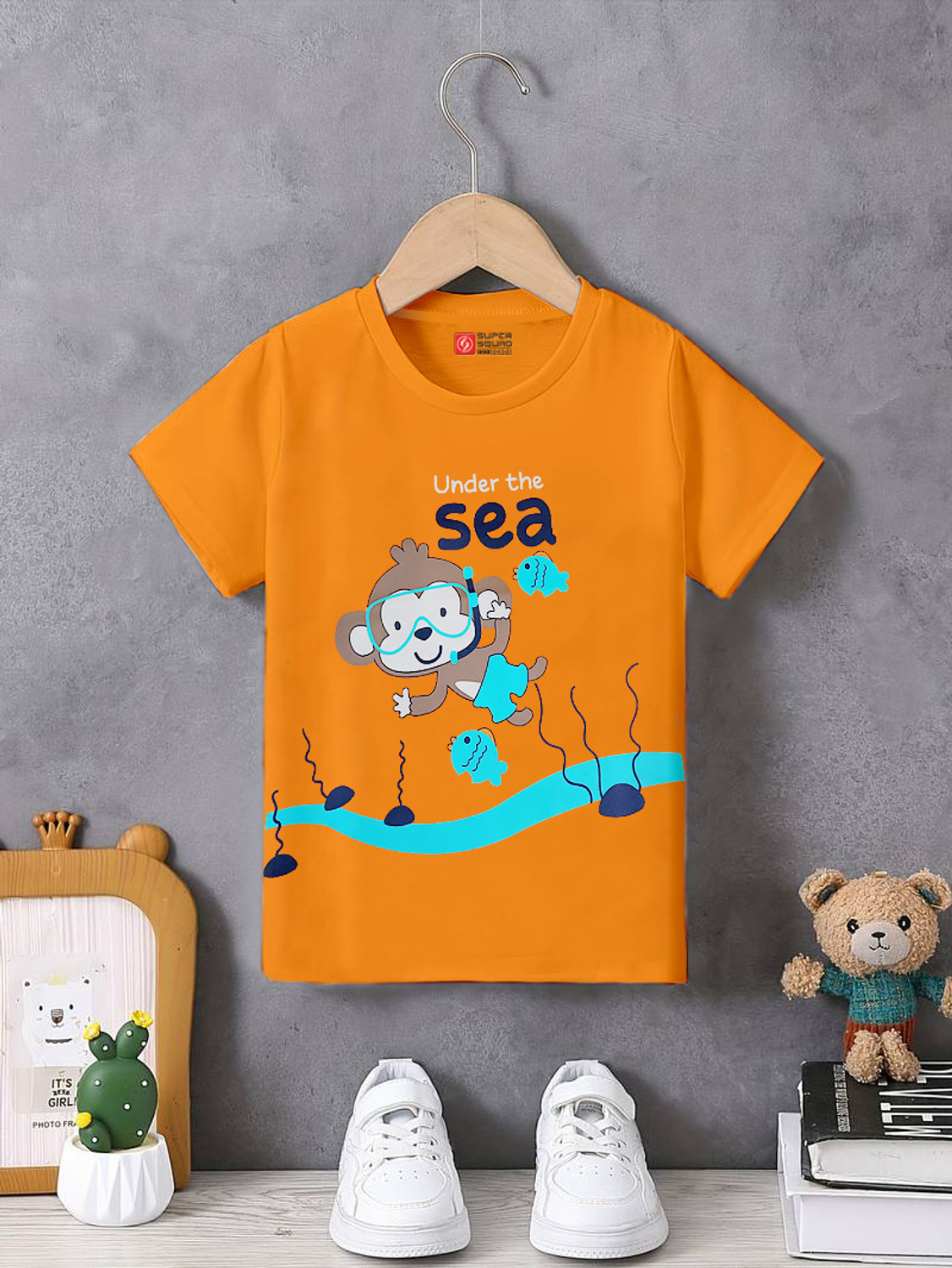 Image of SUPERSQUAD Baby Boys Graphic Print Pure Cotton Regular T Shirt