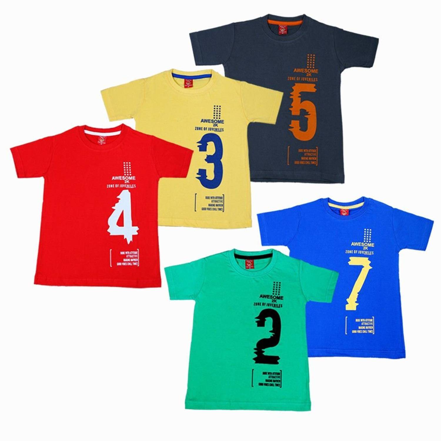 Knit Vey Boys Printed Pure Cotton Regular T Shirt