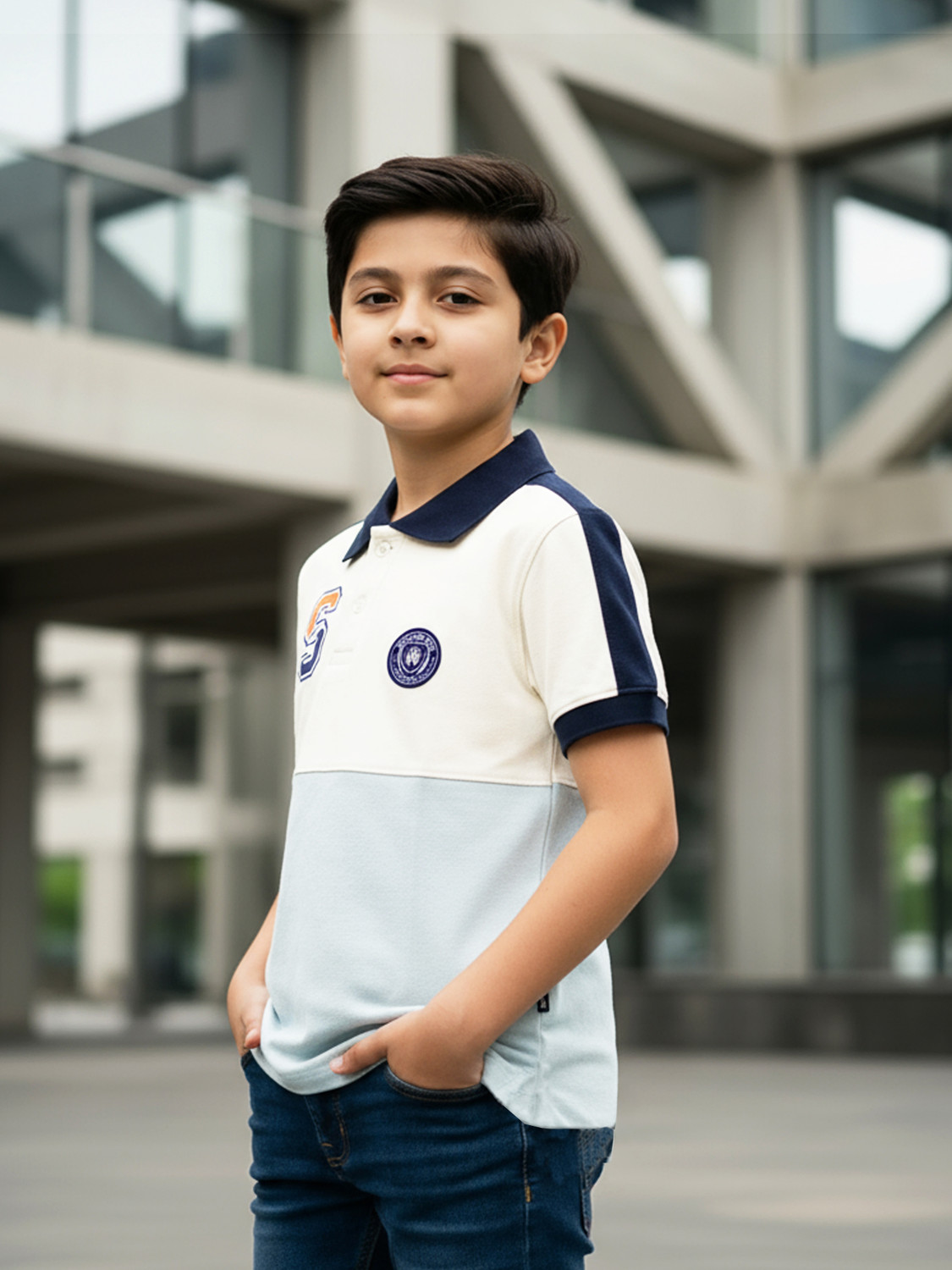 Image of FROSEN FOX Boys Self Design Pure Cotton Regular T Shirt