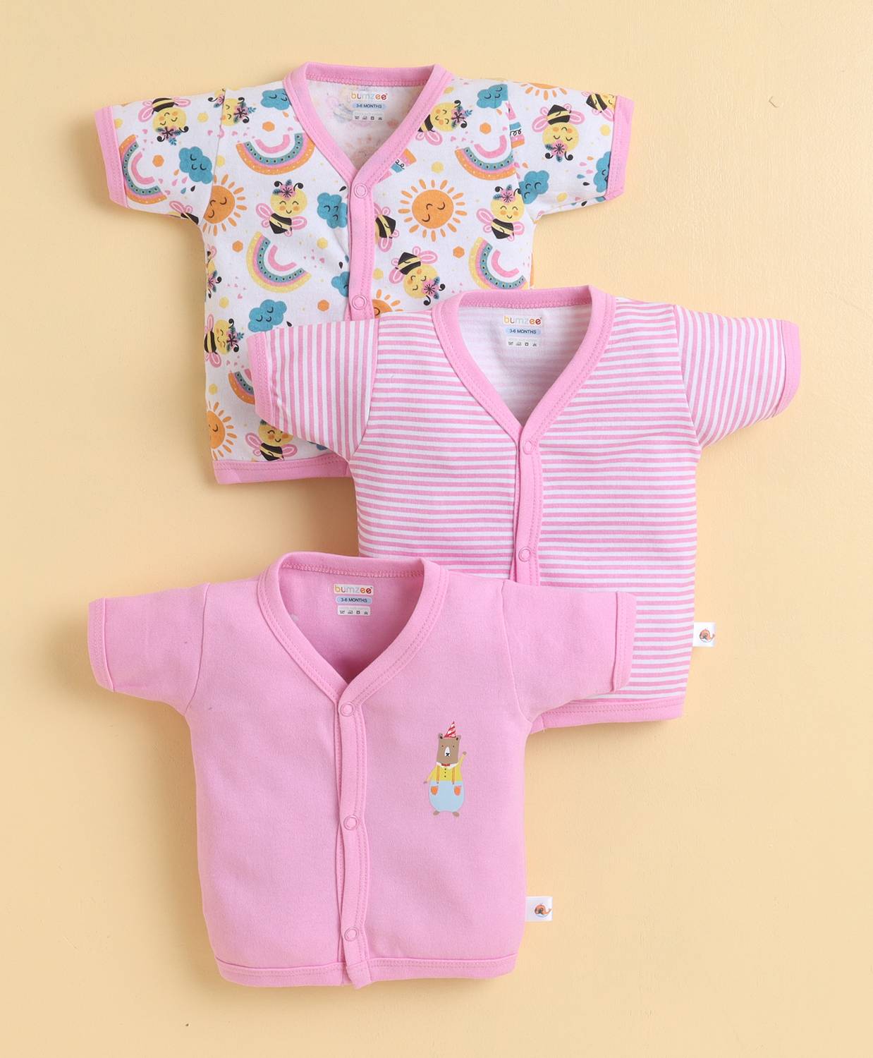 BUMZEE Baby Girls Printed Pure Cotton Regular T Shirt
