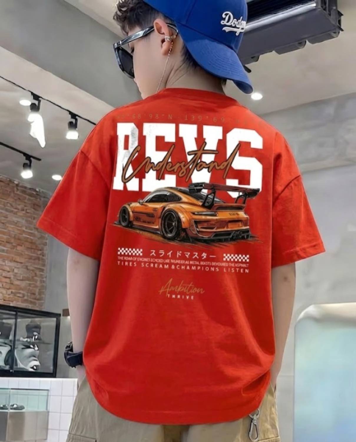 AARUUPADAI Boys Printed Cotton Blend Oversized T Shirt
