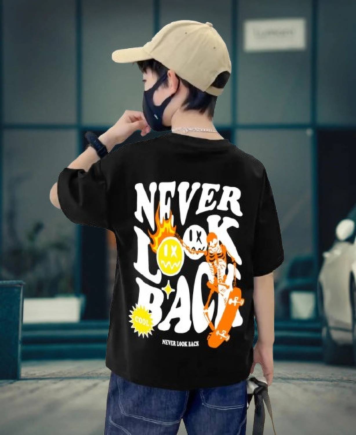 BuckleMen Boys Printed Pure Cotton Oversized T Shirt