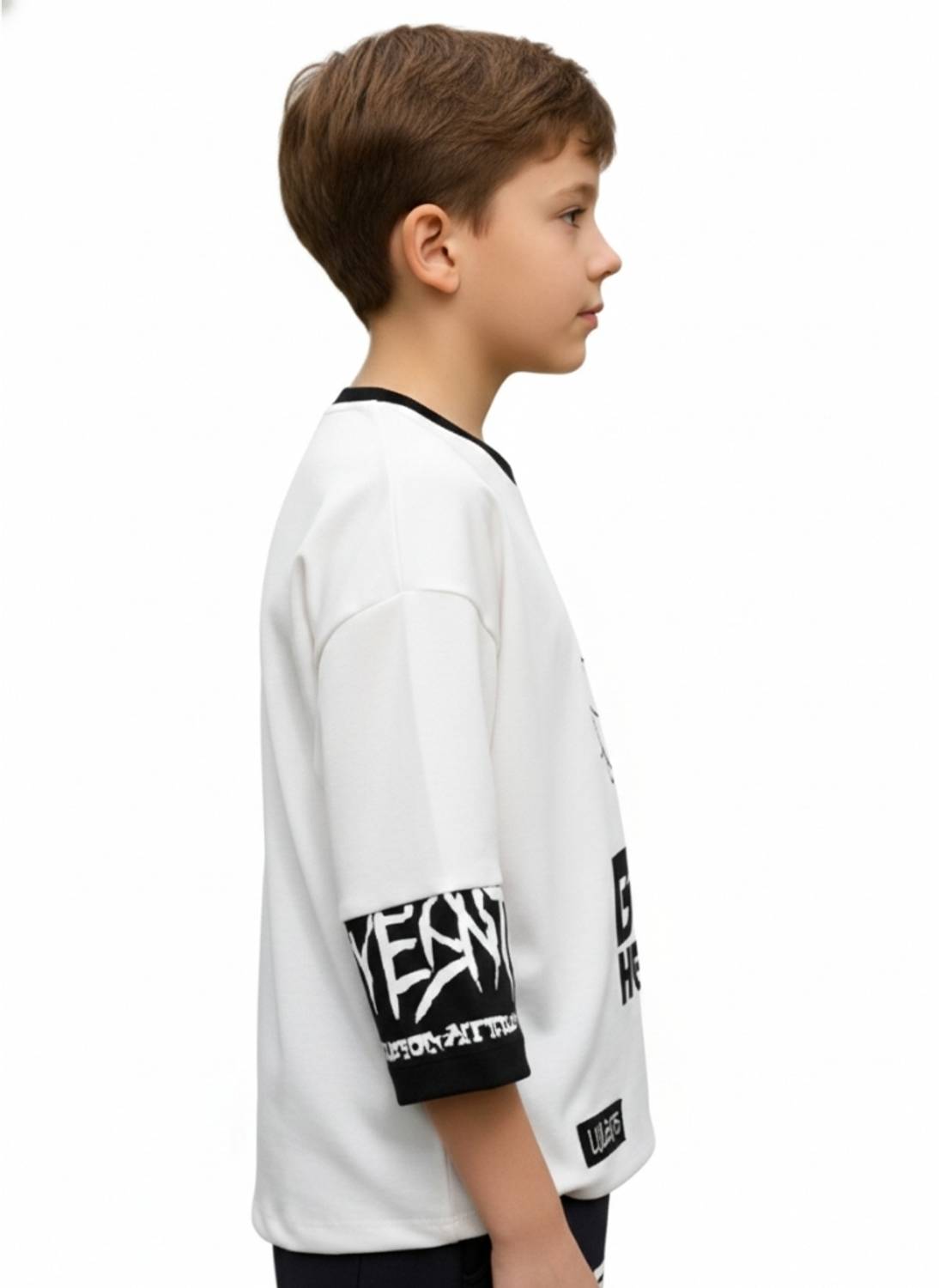 LILBITS Boys Printed Cotton Blend White T Shirt - Image 3