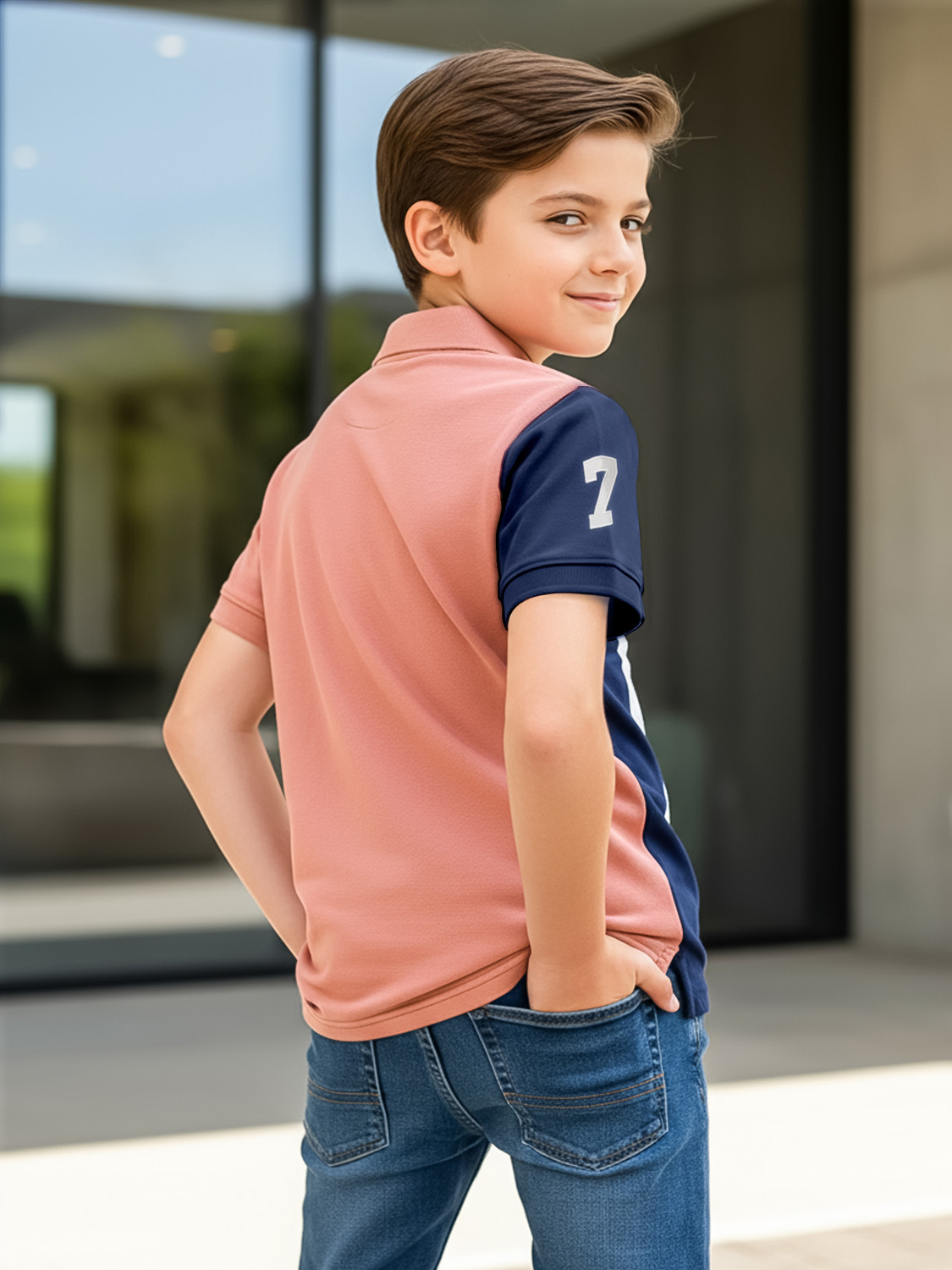 Image of FROSEN FOX Boys Self Design Pure Cotton Regular T Shirt