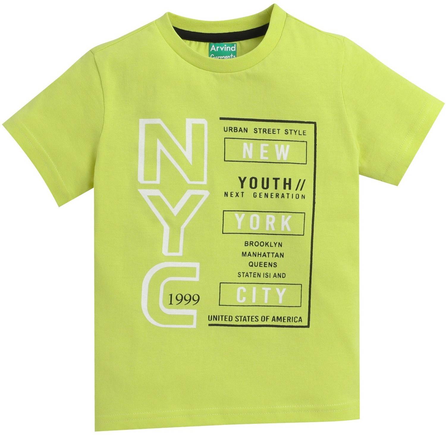 Arvind Garments Boys Typography Cotton Blend Regular T Shirt