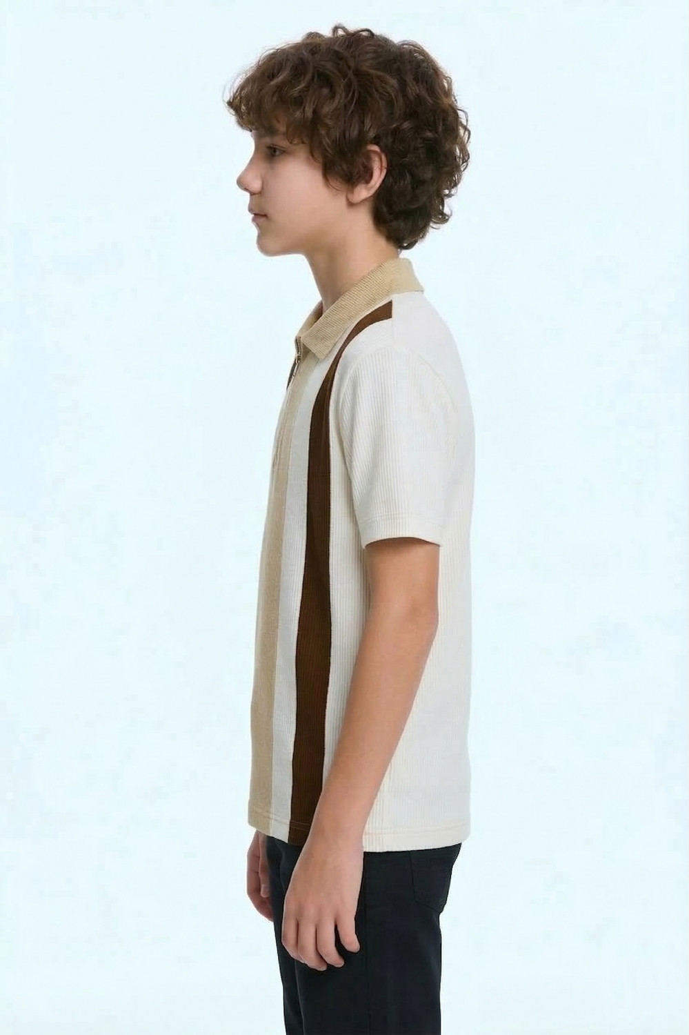 Image of Try This Boys Colorblock Cotton Blend Regular T Shirt (Brown, White, Pack of 1)