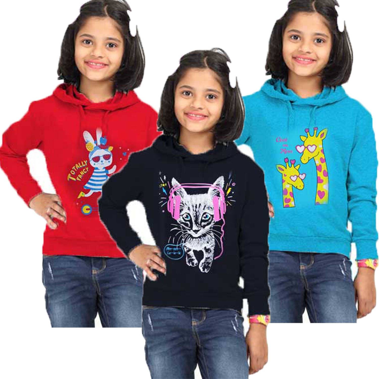crazyon Girls Printed Pure Cotton Regular T Shirt