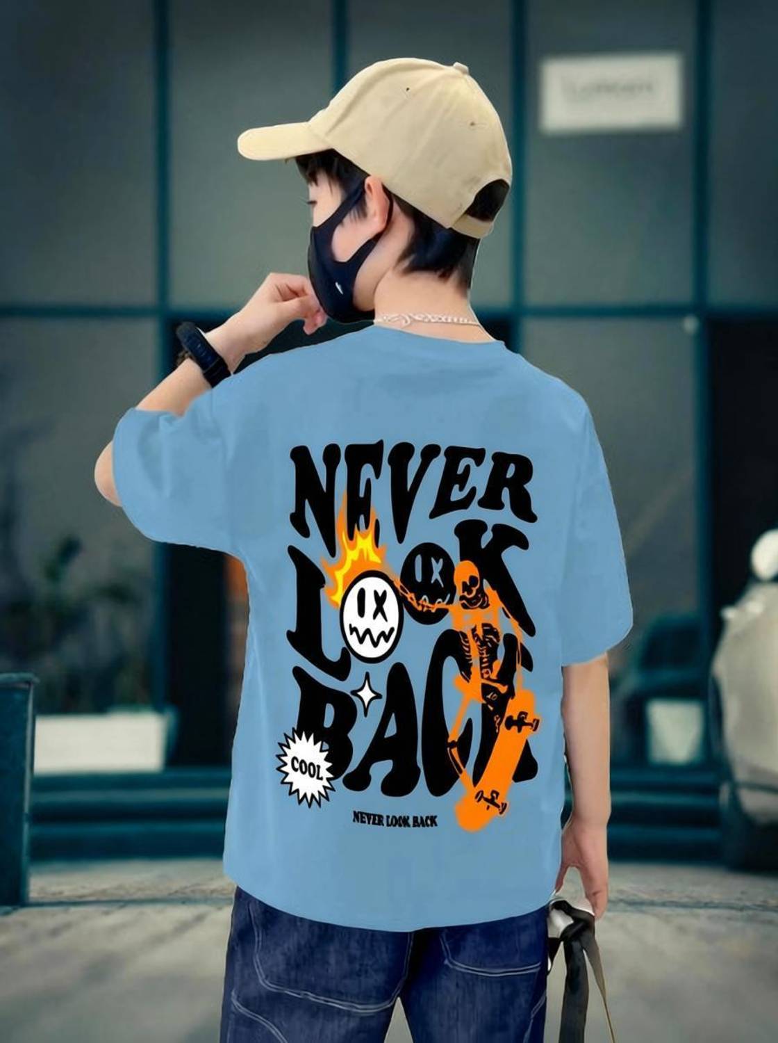 BuckleMen Boys Printed Pure Cotton Oversized T Shirt