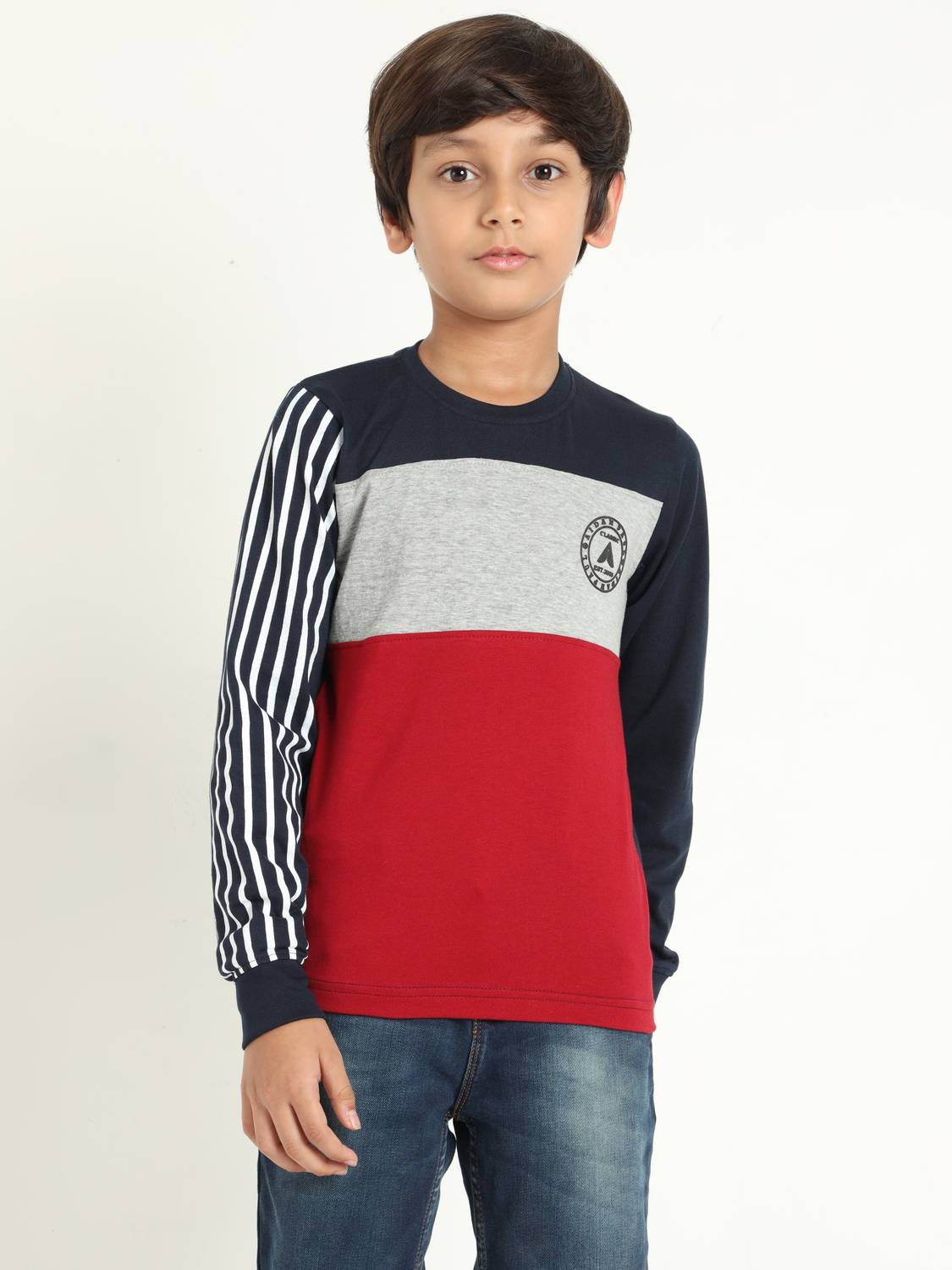 AIDAN PAUL Boys Colorblock Pure Cotton Regular T Shirt