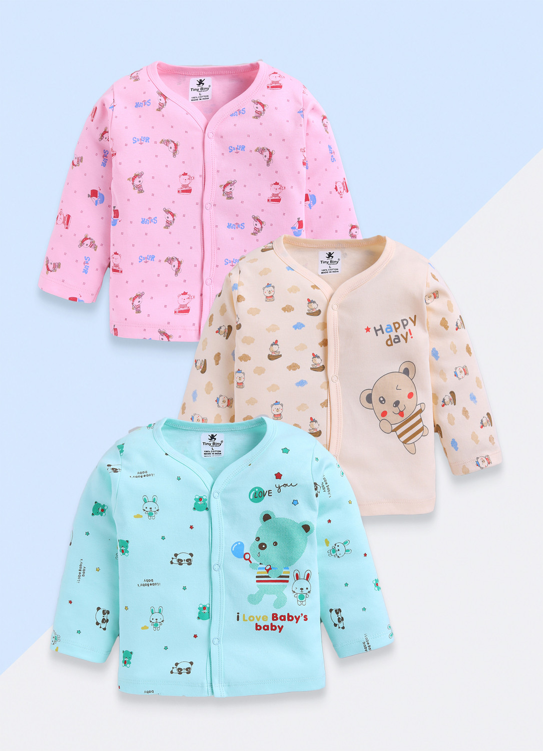 Image of TINY BINY Baby Boys & Baby Girls Printed Pure Cotton Regular T Shirt