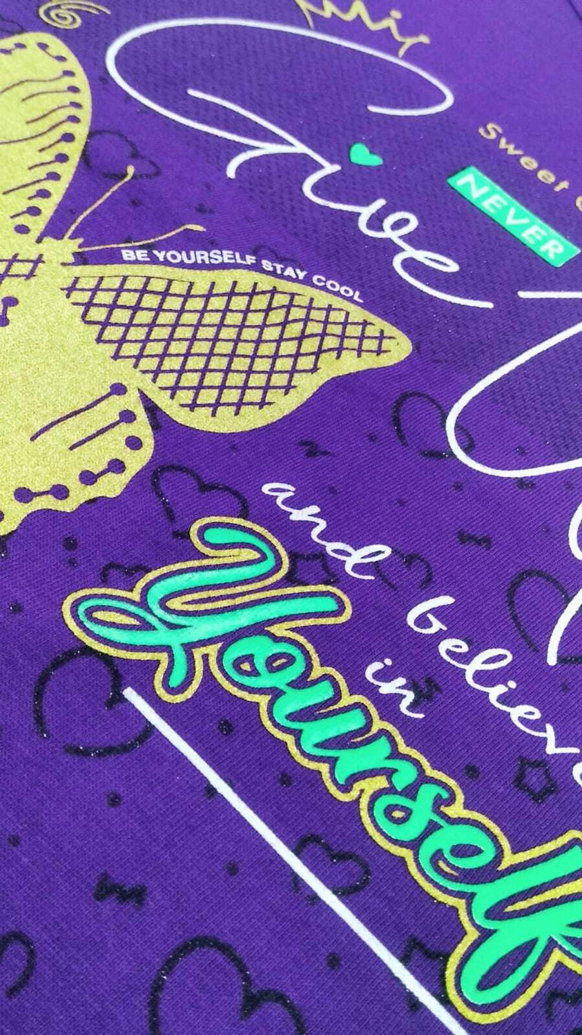 Image of Little Funky Girls Typography, Graphic Print Pure Cotton Regular T Shirt