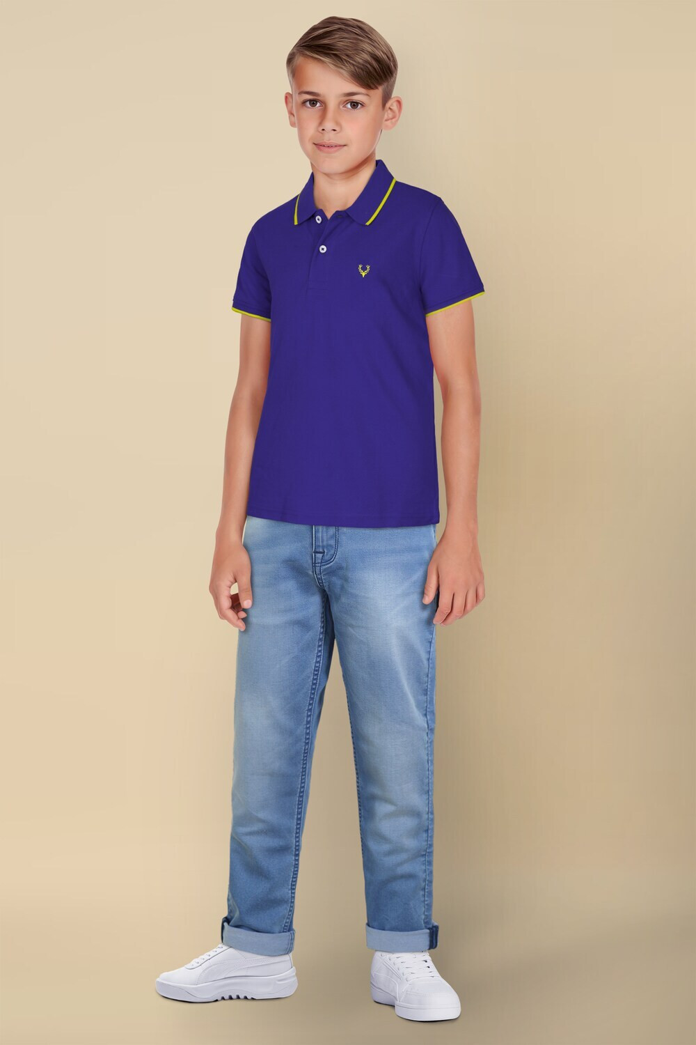 Image of Allen Solly Boys Solid Cotton Blend Regular T Shirt