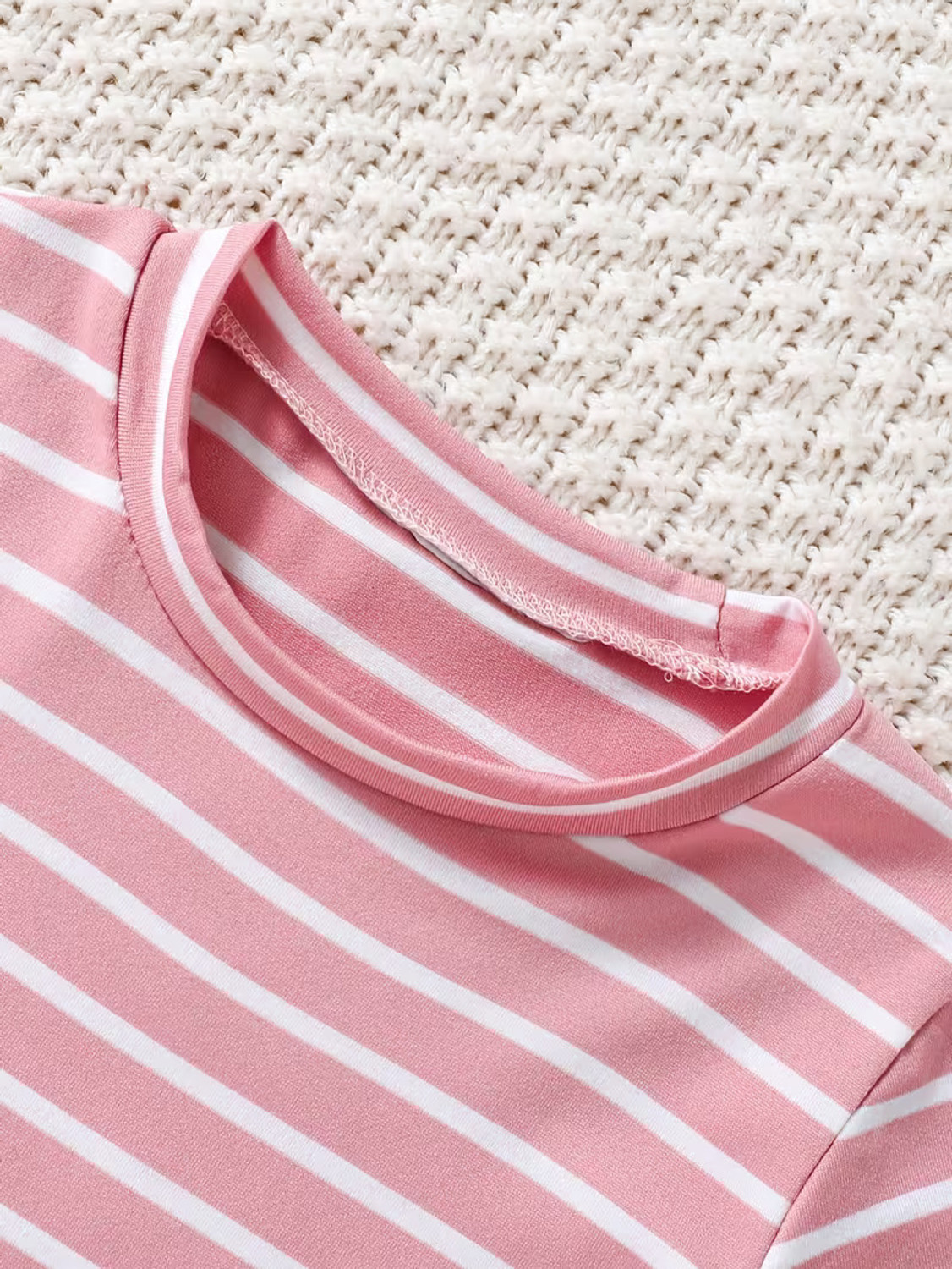 Image of Knit Vey Girls Striped Pure Cotton Regular T Shirt