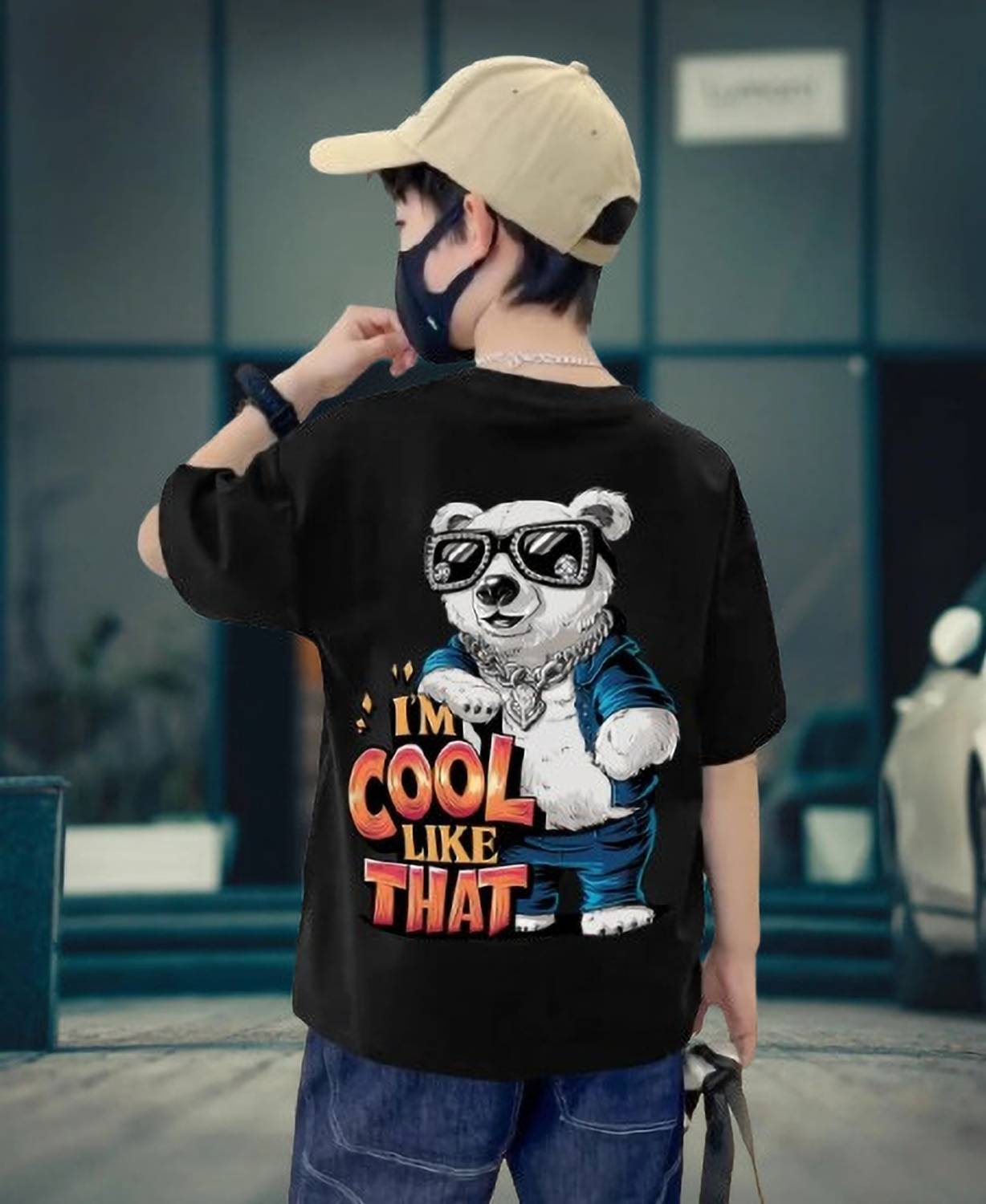 BuckleMen Boys Graphic Print Pure Cotton Oversized T Shirt