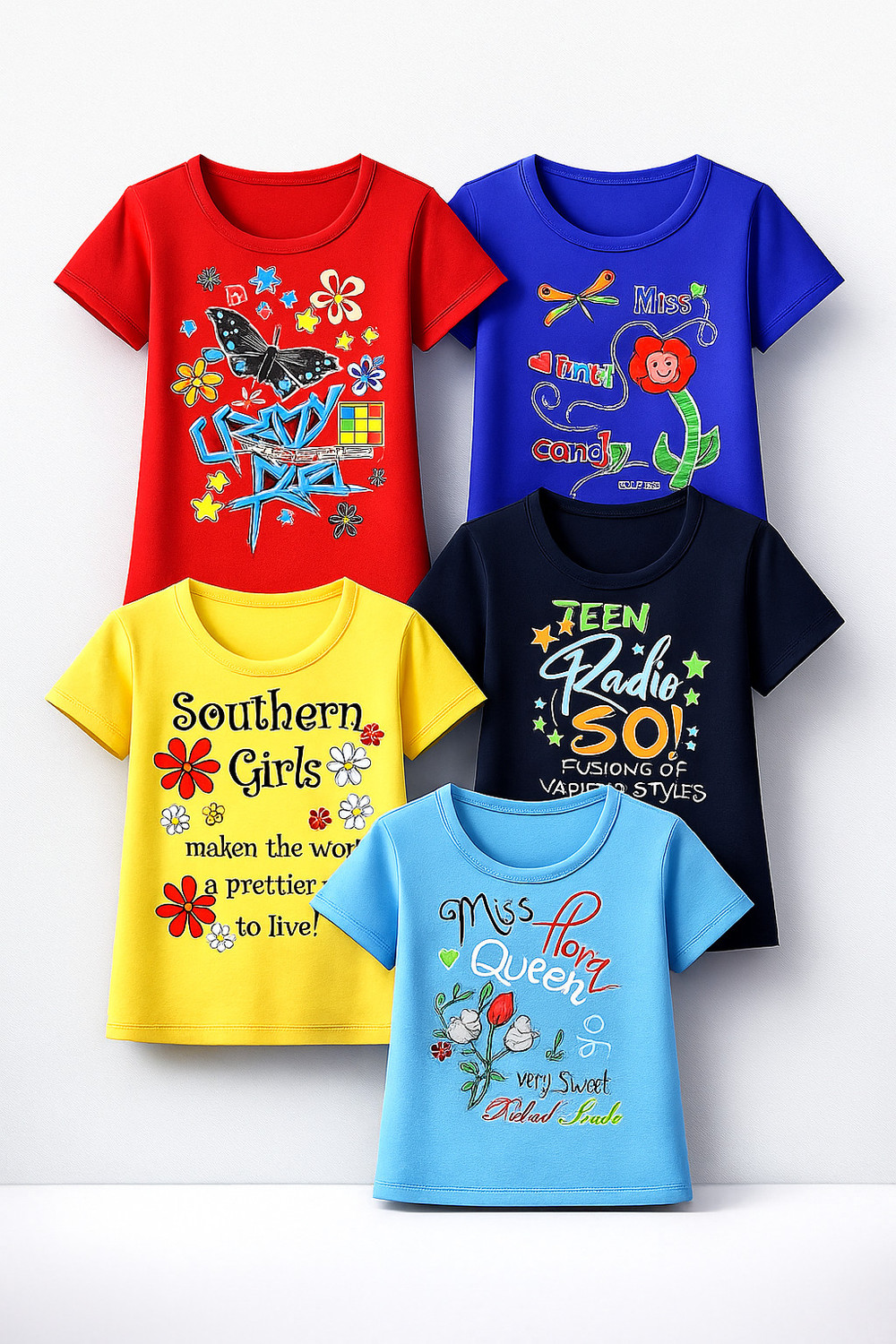 Image of CUTE TREND Girls Printed Pure Cotton Regular T Shirt