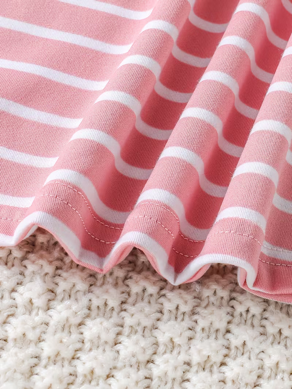 Image of Knit Vey Girls Striped Pure Cotton Regular T Shirt