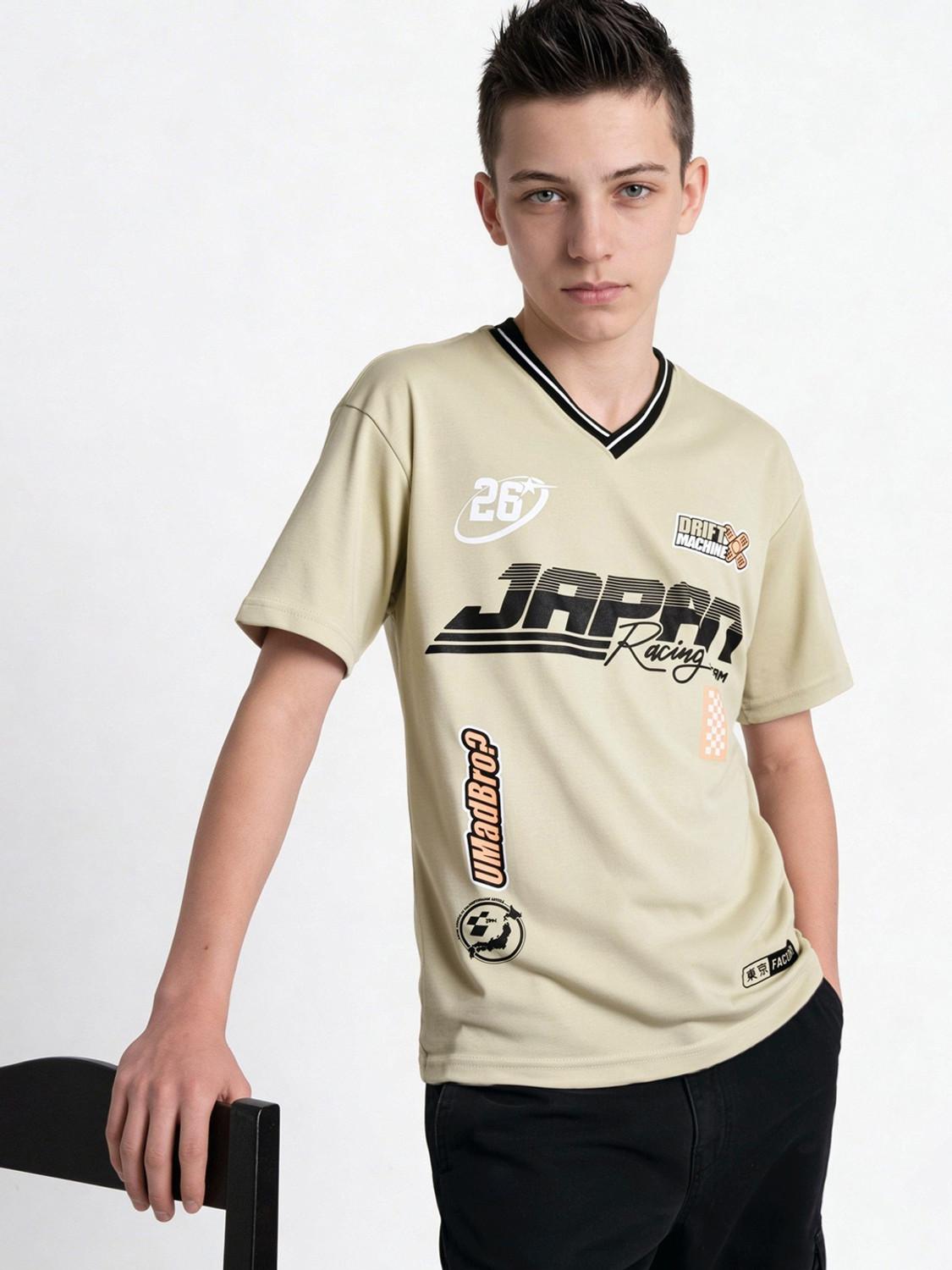 Image of MAX Boys Typography Cotton Blend Regular T Shirt