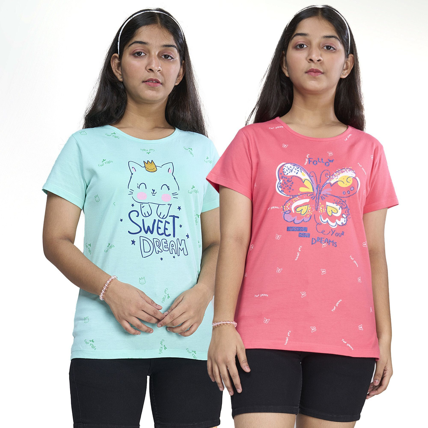 Image of Zuniors-SSC Girls Graphic Print Pure Cotton Regular T Shirt