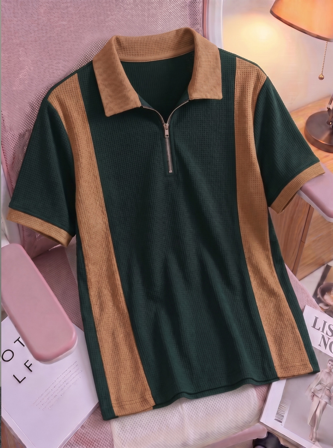 Image of Try This Boys Colorblock Cotton Blend Regular T Shirt (Green, Yellow, Pack of 1)