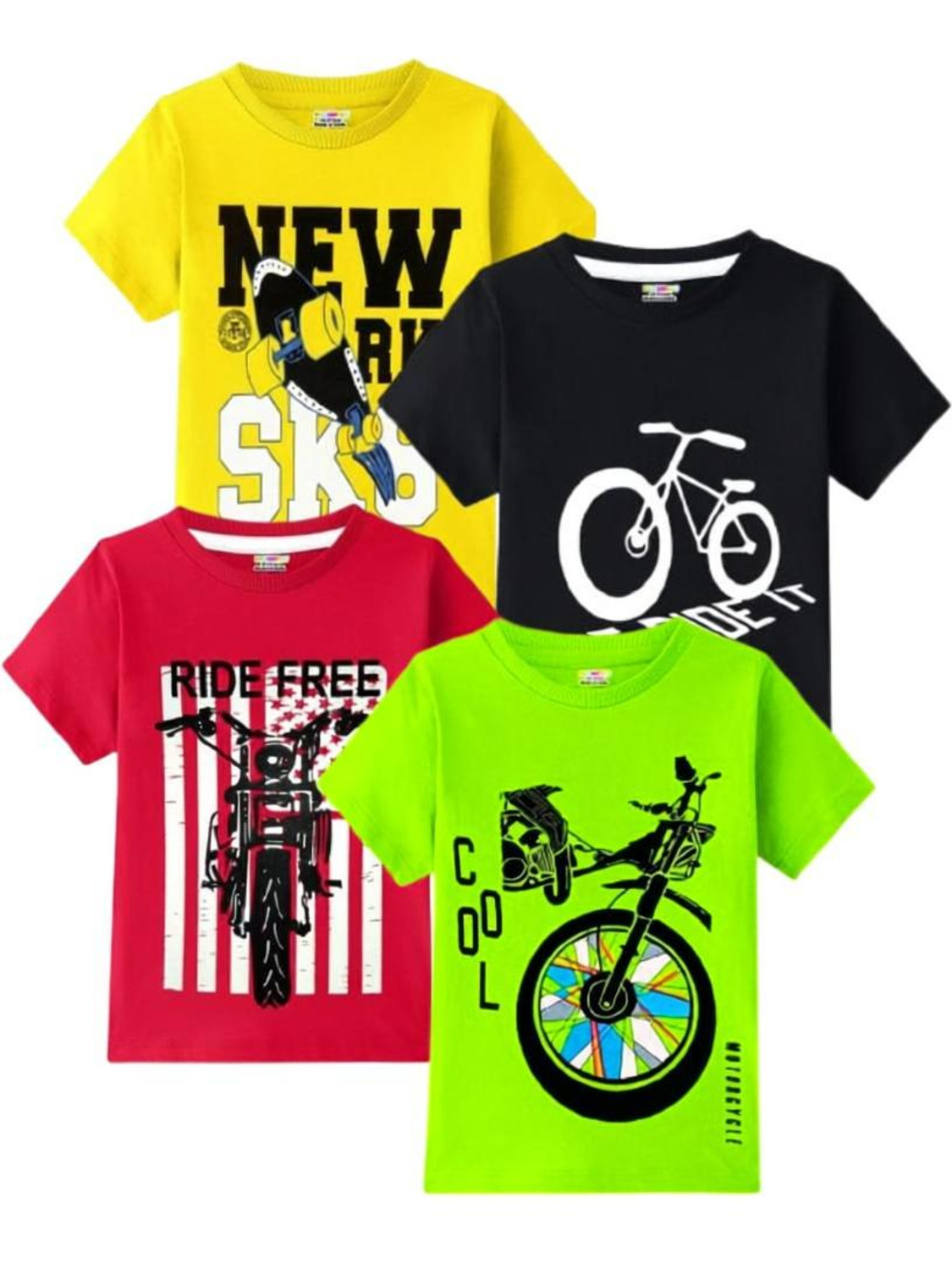 Image of LEROO Boys Printed Pure Cotton Regular T Shirt
