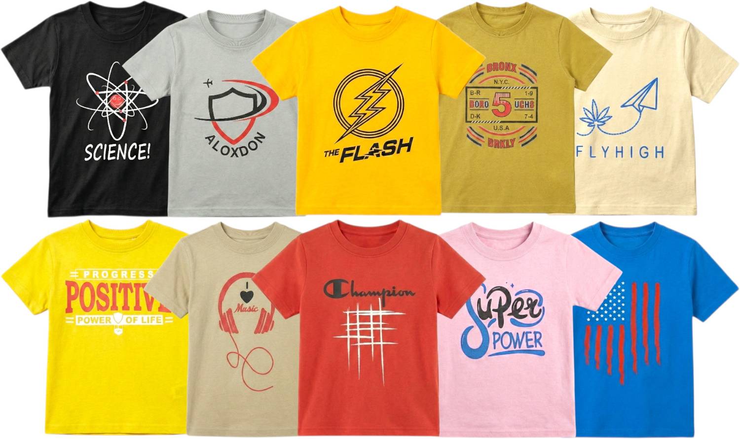 ALUXDON Boys Typography, Superhero, Graphic Print Cotton Blend Regular T Shirt