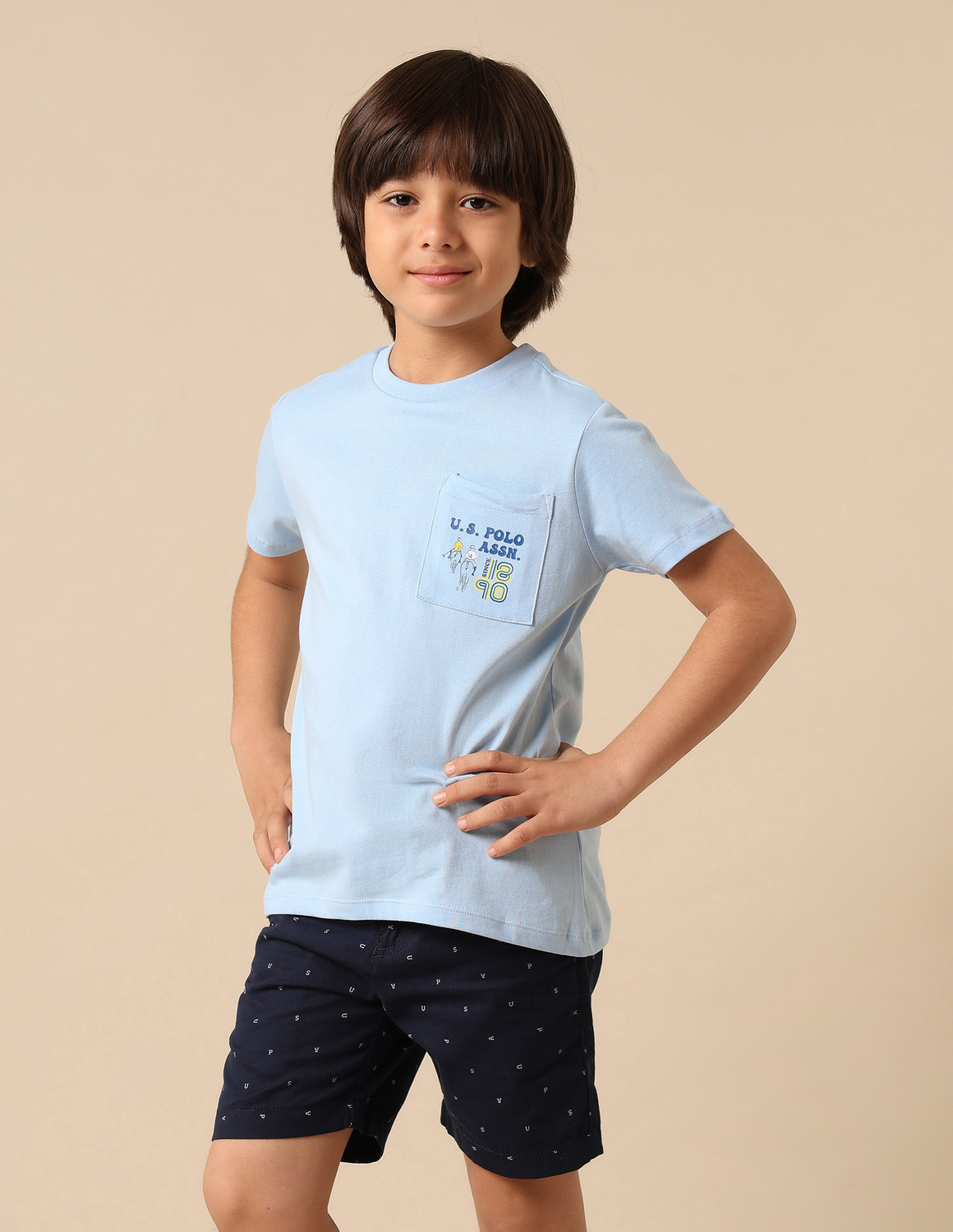 Image of U.S. POLO ASSN. Boys Printed Pure Cotton Regular T Shirt