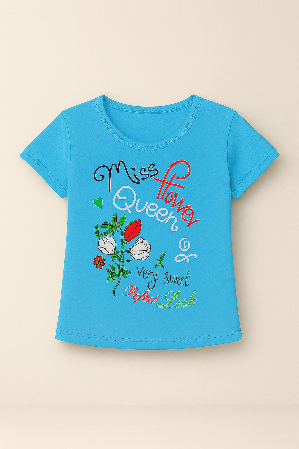 Image of CUTE TREND Girls Printed Pure Cotton Regular T Shirt