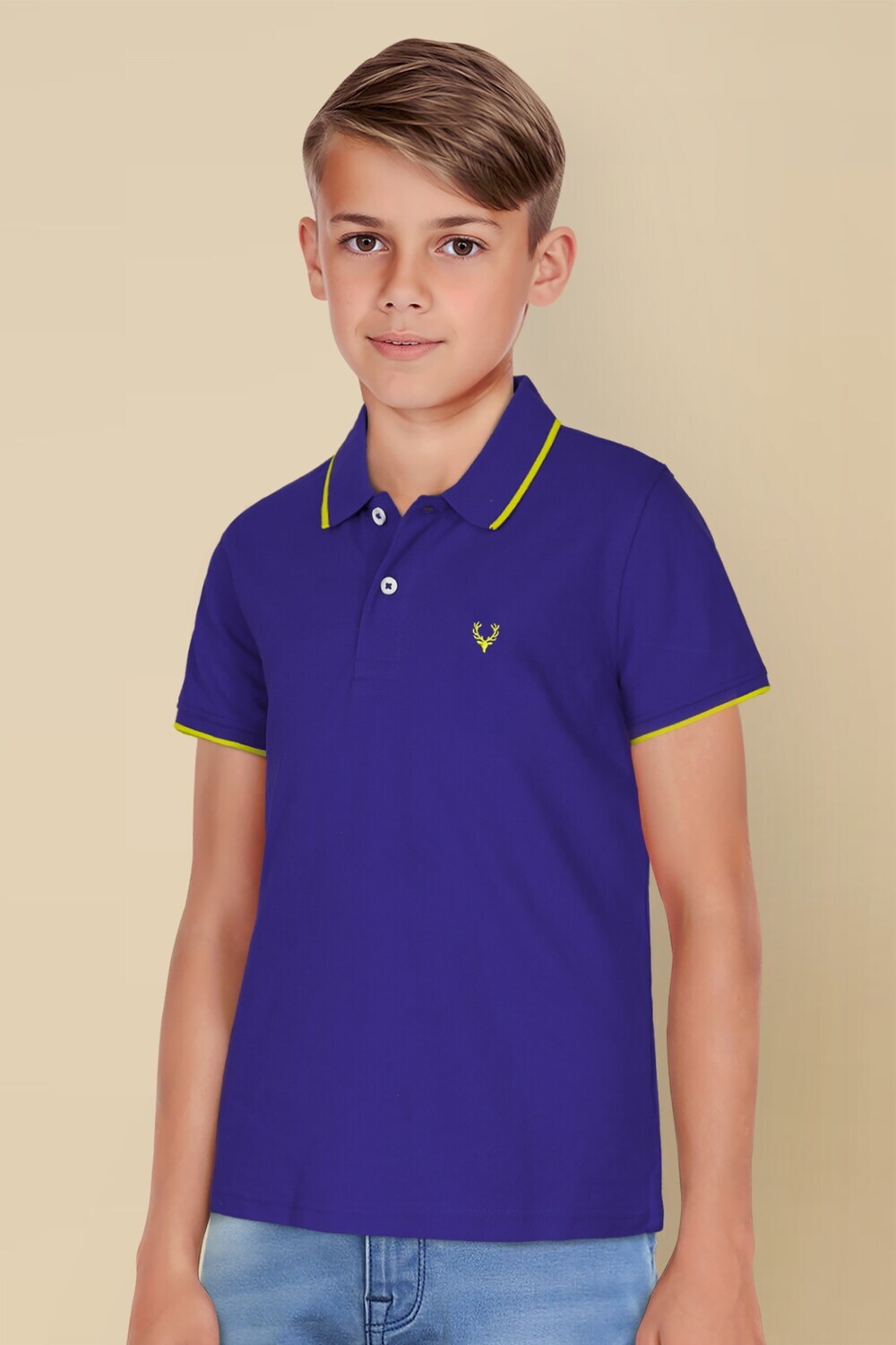 Image of Allen Solly Boys Solid Cotton Blend Regular T Shirt