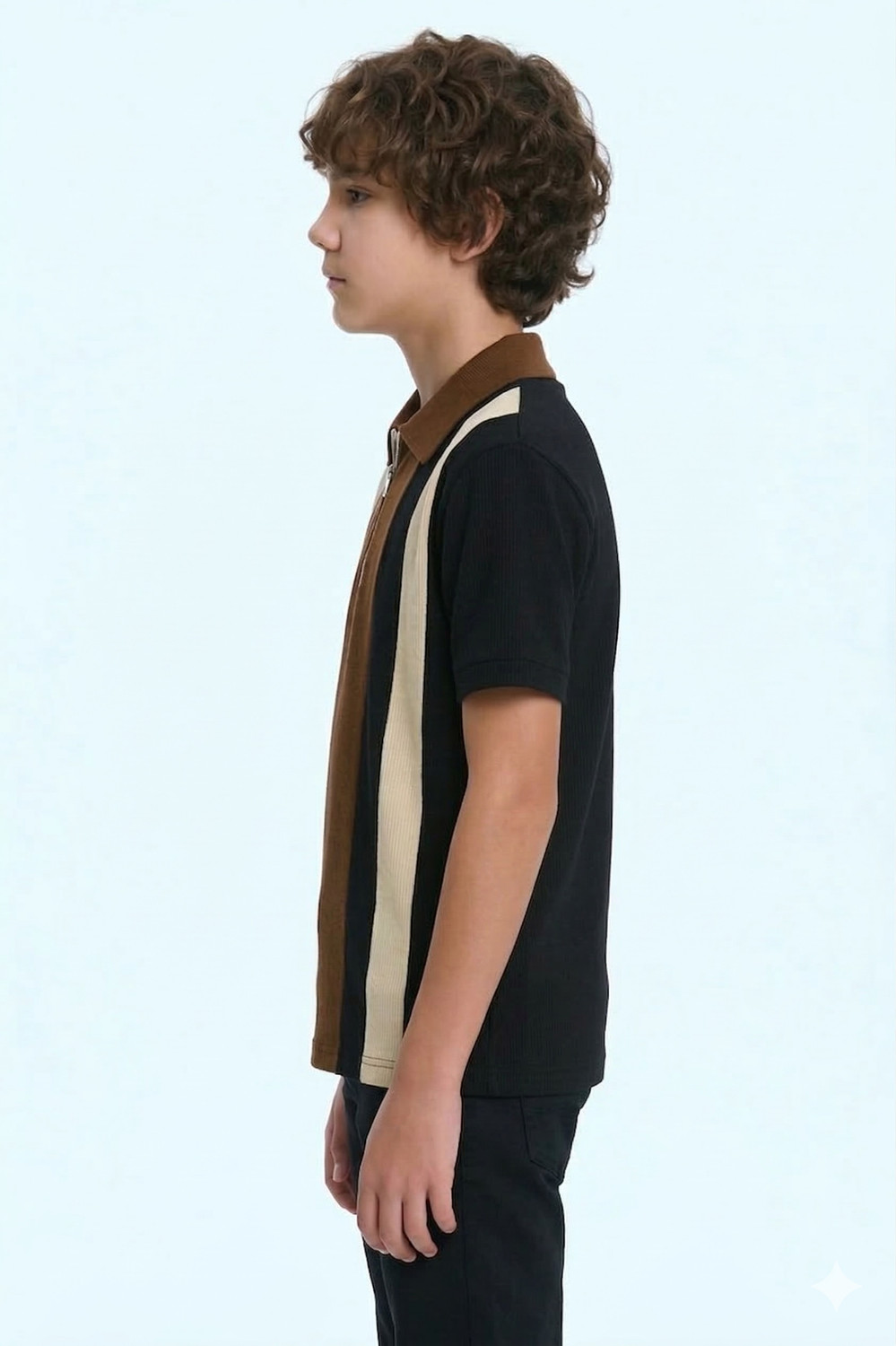Image of Try This Boys Colorblock Cotton Blend Regular T Shirt (Brown, Black, Pack of 1)