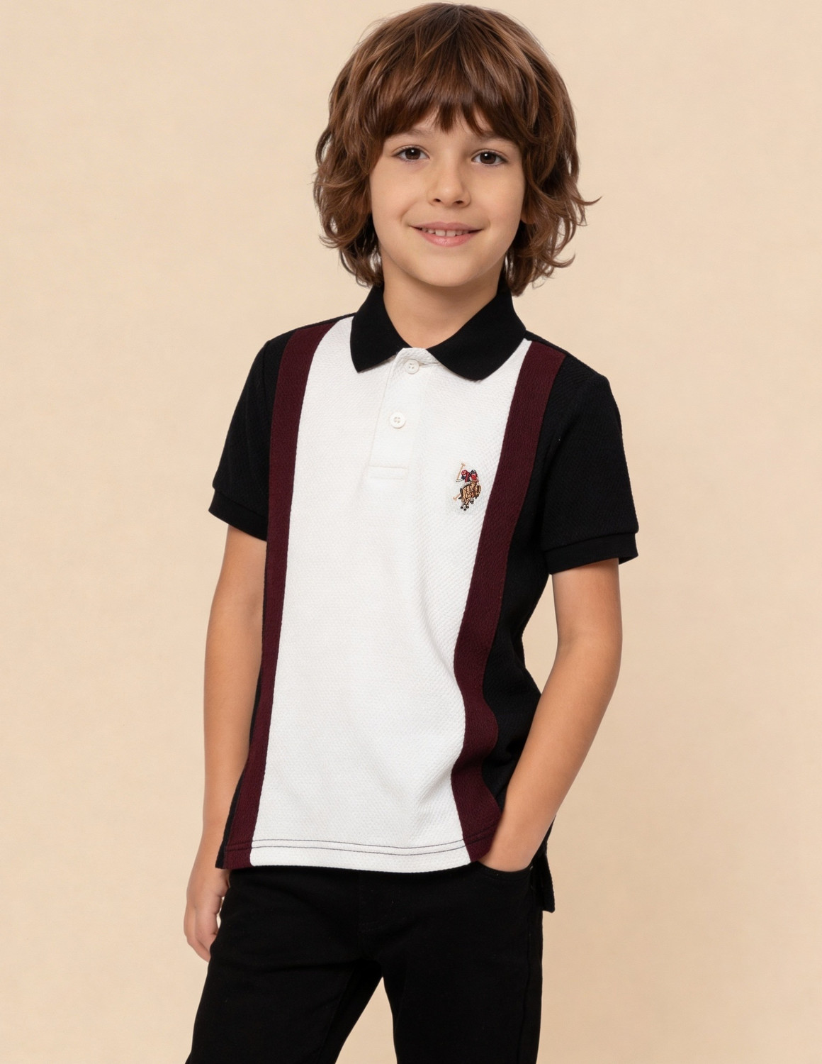 Image of U.S. POLO ASSN. Boys Colorblock Pure Cotton Regular T Shirt