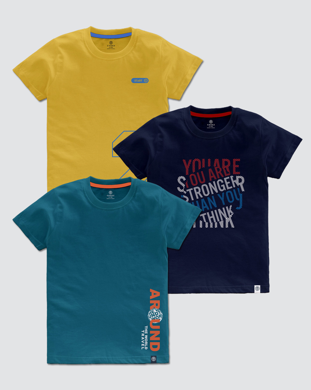 Image of Codez Boys Printed Cotton Blend Regular T Shirt