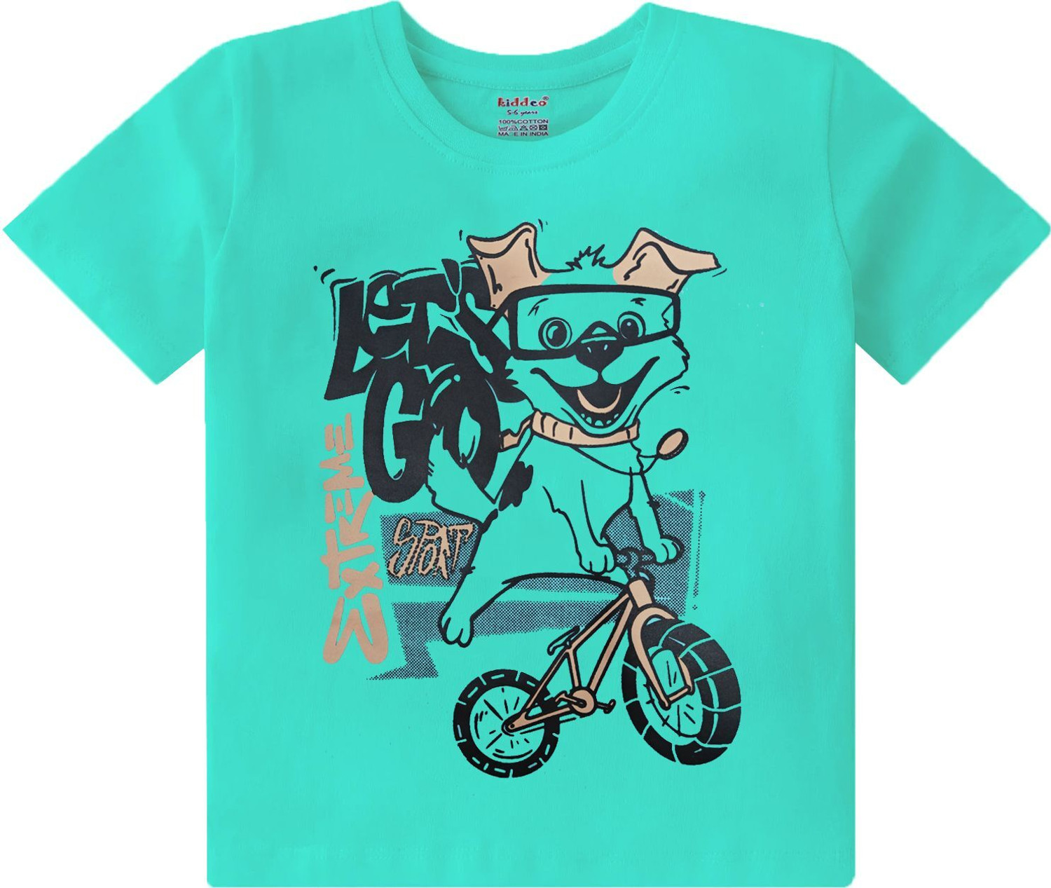 Image of kiddeo Boys Graphic Print Pure Cotton Regular T Shirt