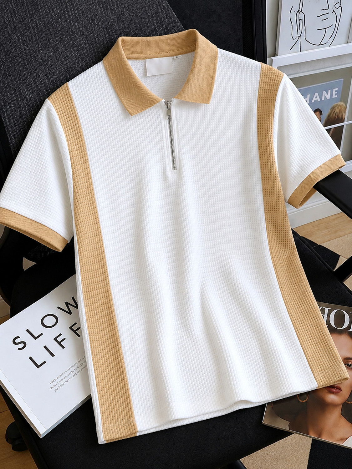 Image of Try This Boys Colorblock Cotton Blend Regular T Shirt (White, Brown, Pack of 1)