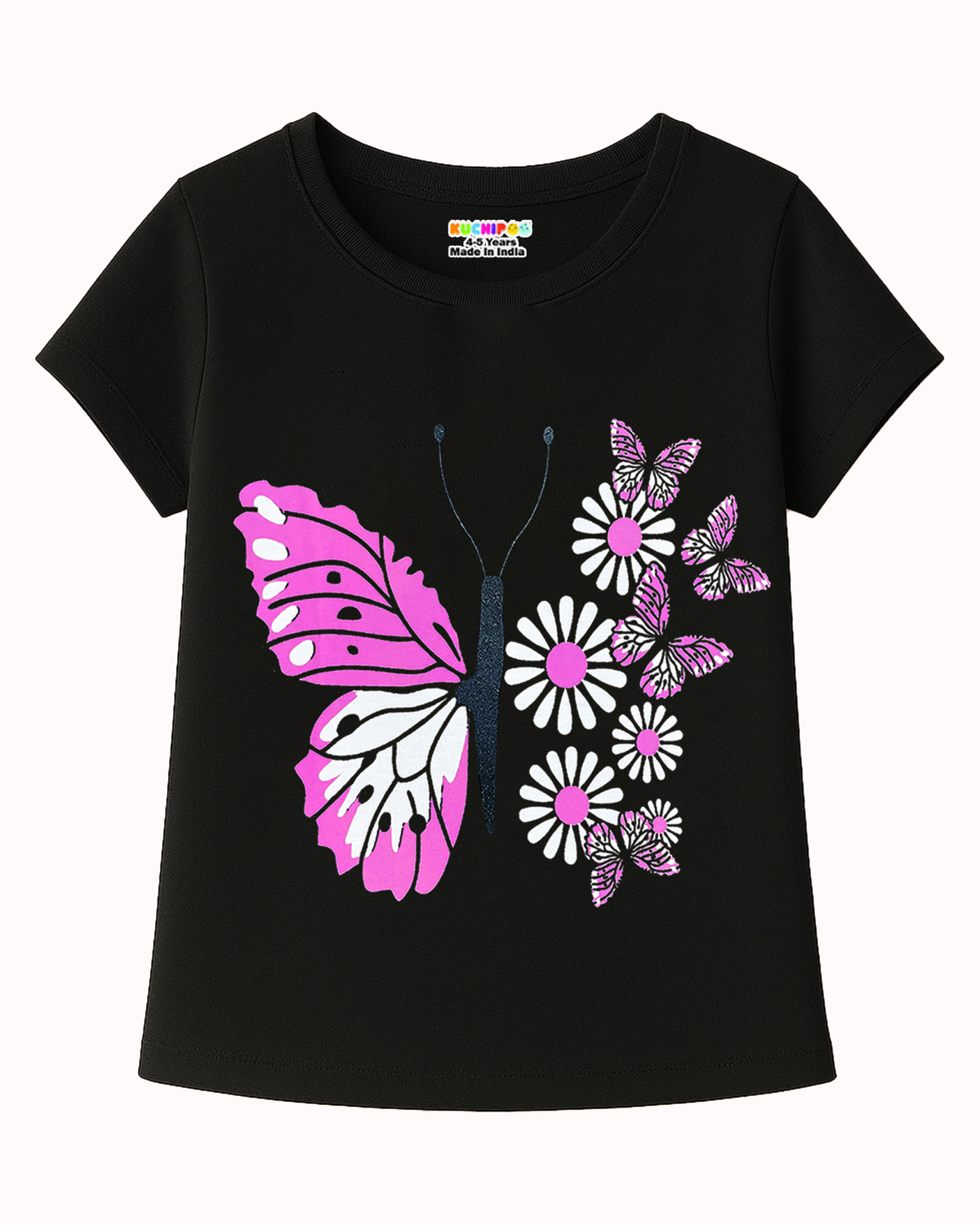 Image of Kuchipoo Girls Printed Cotton Blend Regular T Shirt