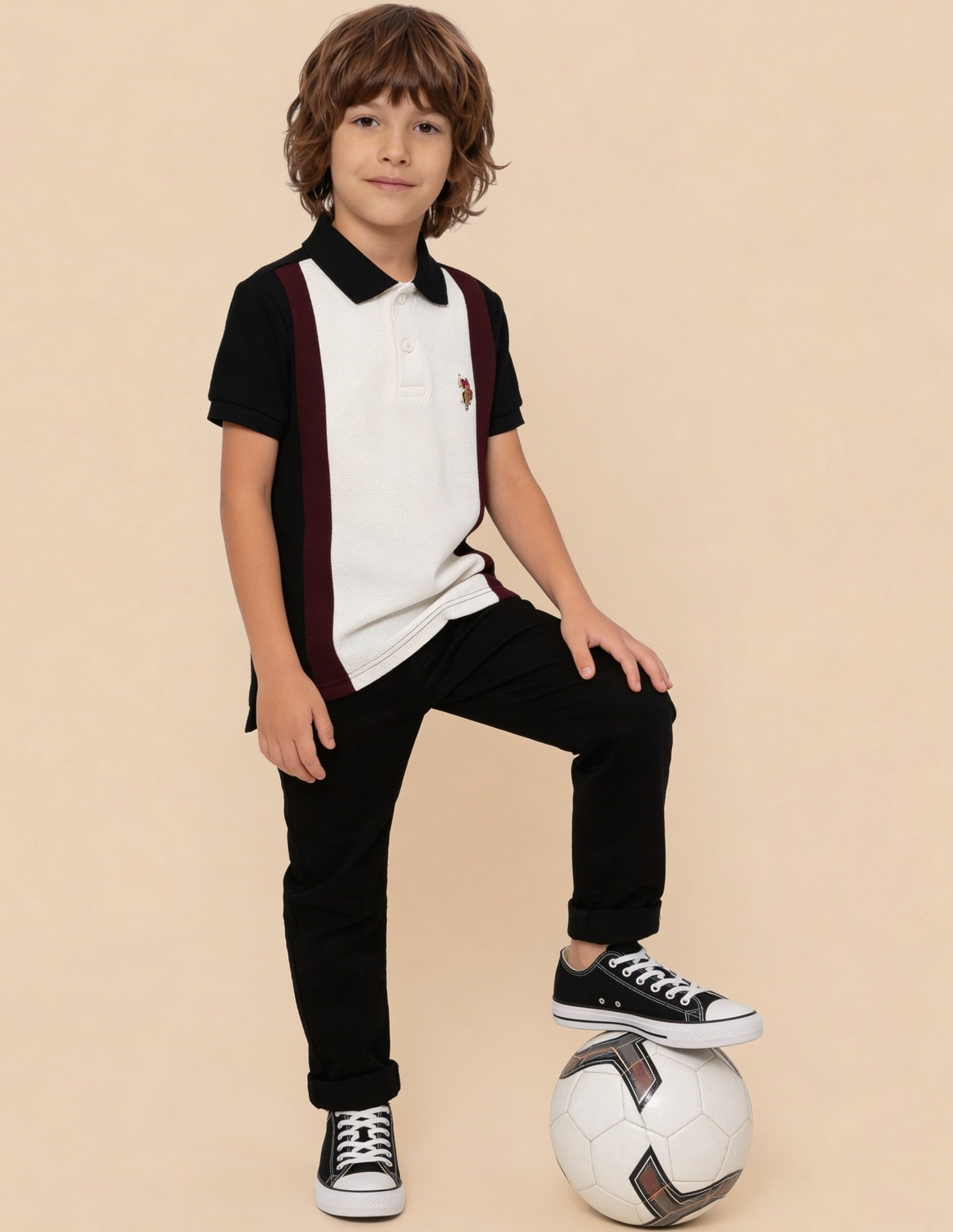 Image of U.S. POLO ASSN. Boys Colorblock Pure Cotton Regular T Shirt