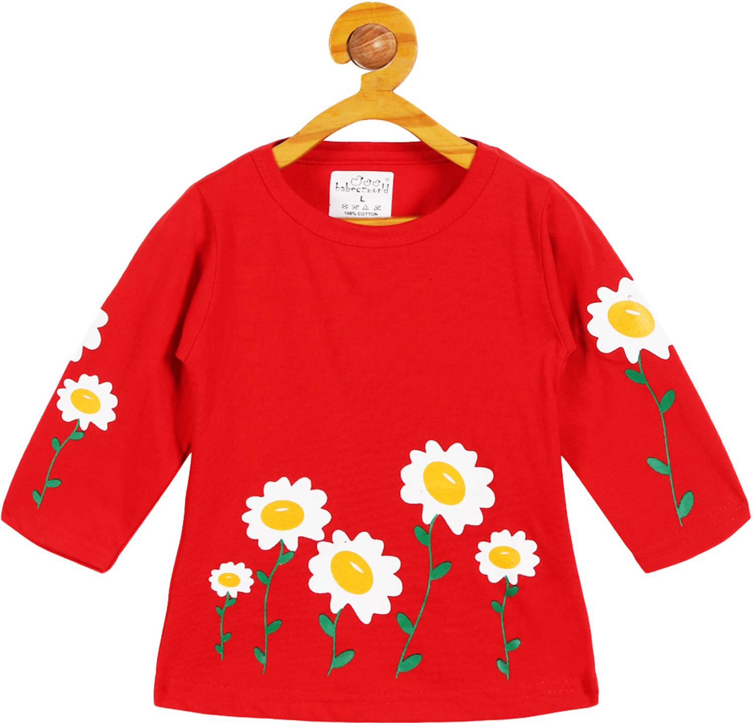 babeezworld Girls Printed Cotton Blend Regular T Shirt