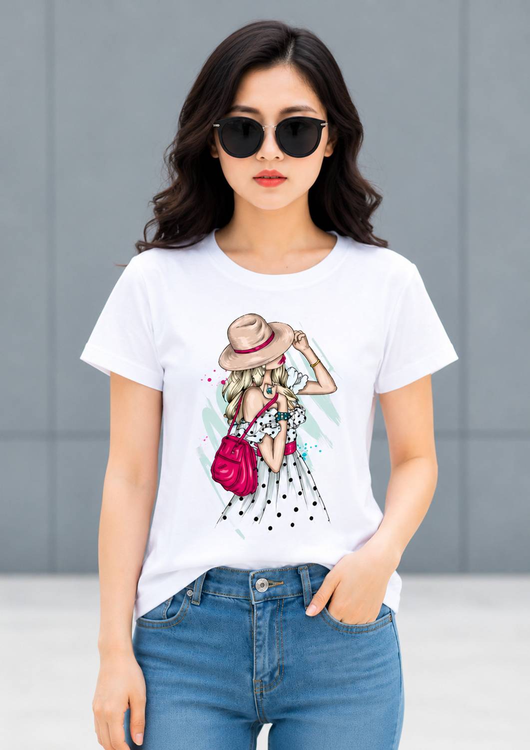 adiraj enterprises Girls Printed Polycotton Regular T Shirt