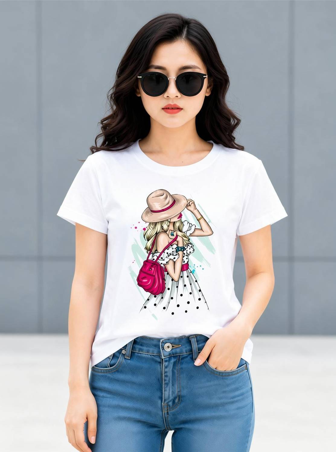 adiraj enterprises Girls Printed Polycotton Regular T Shirt