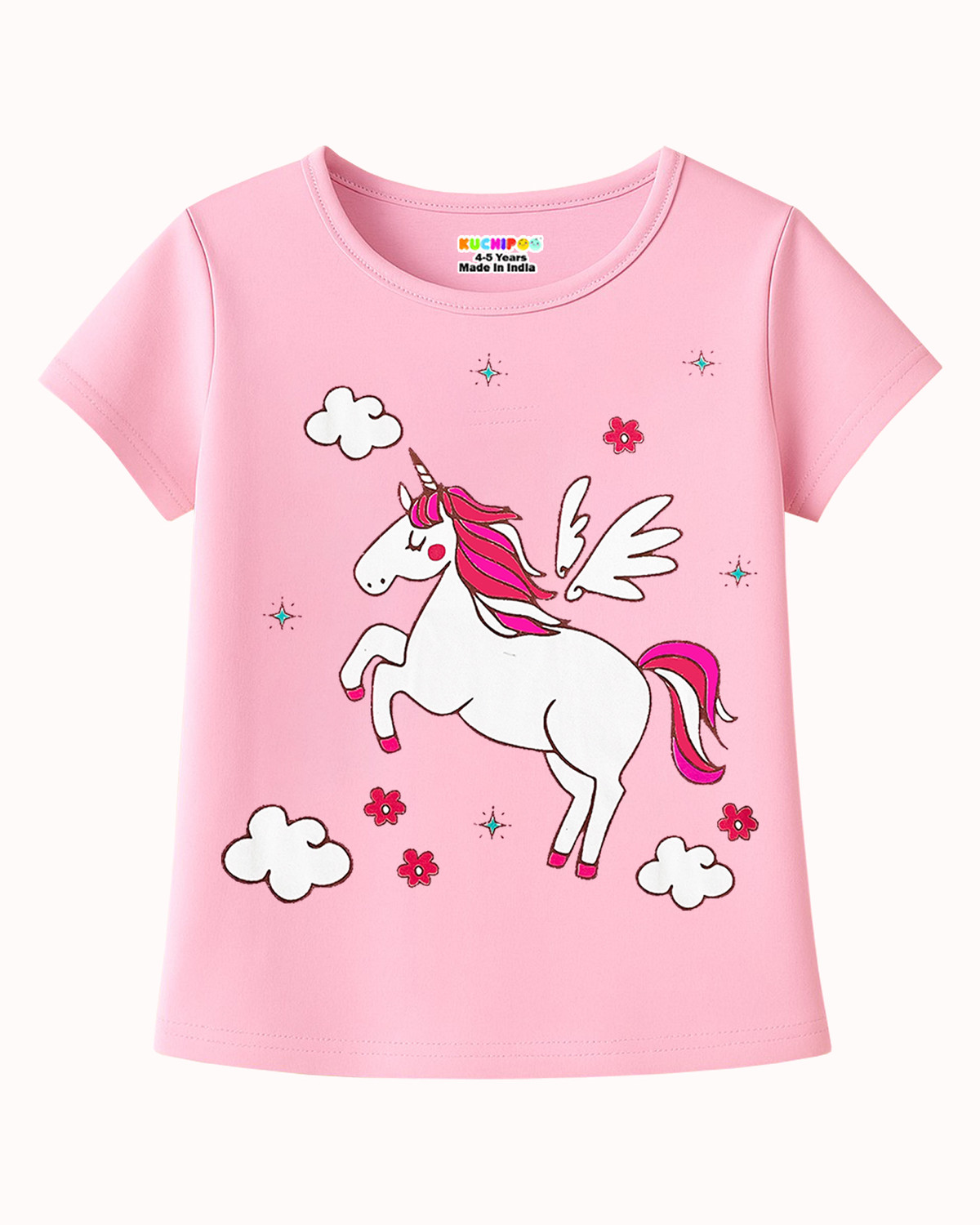 Image of Kuchipoo Girls Printed Cotton Blend Regular T Shirt